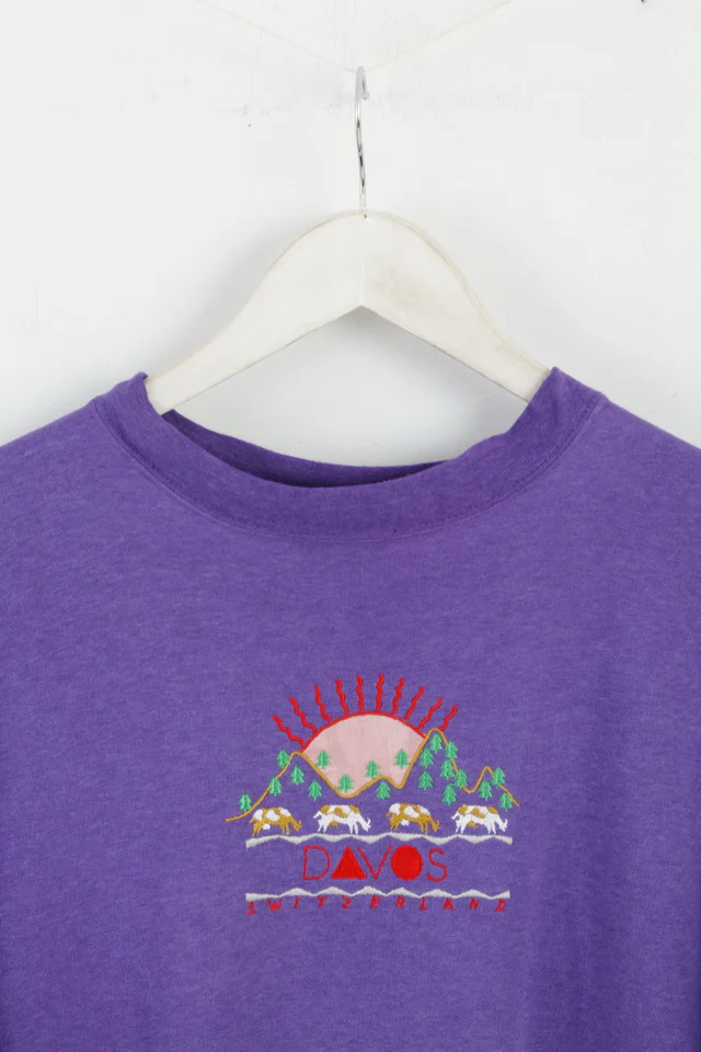 Sweet Line Gang Of Geneva Women M Sweatshirt Purple Vintage Graphic Davos Switzerland Top - Image 2