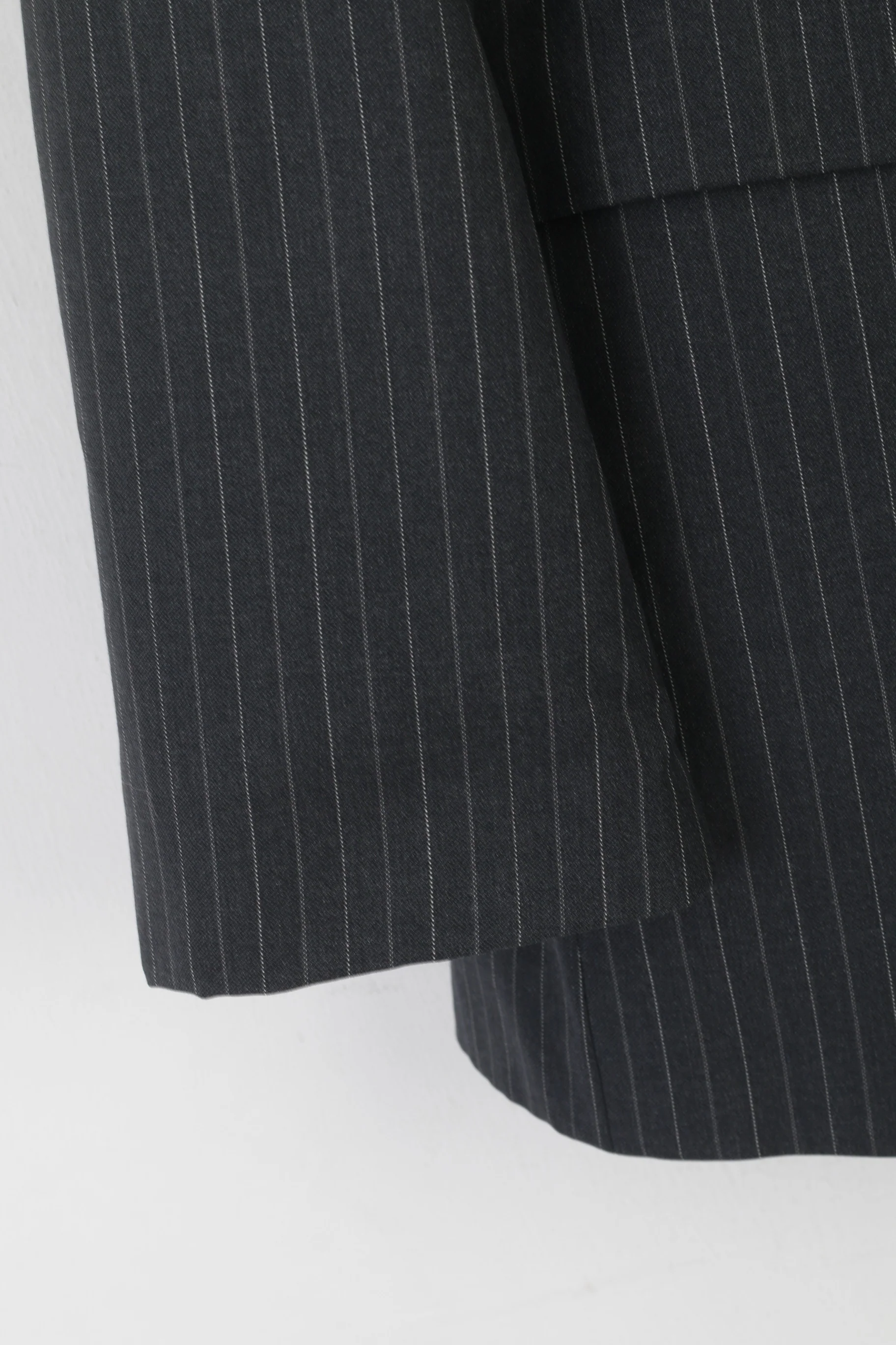 DAKS London Men 54 44 Blazer Gray Wool Striped Vintage Single Breasted Jacket - Image 3