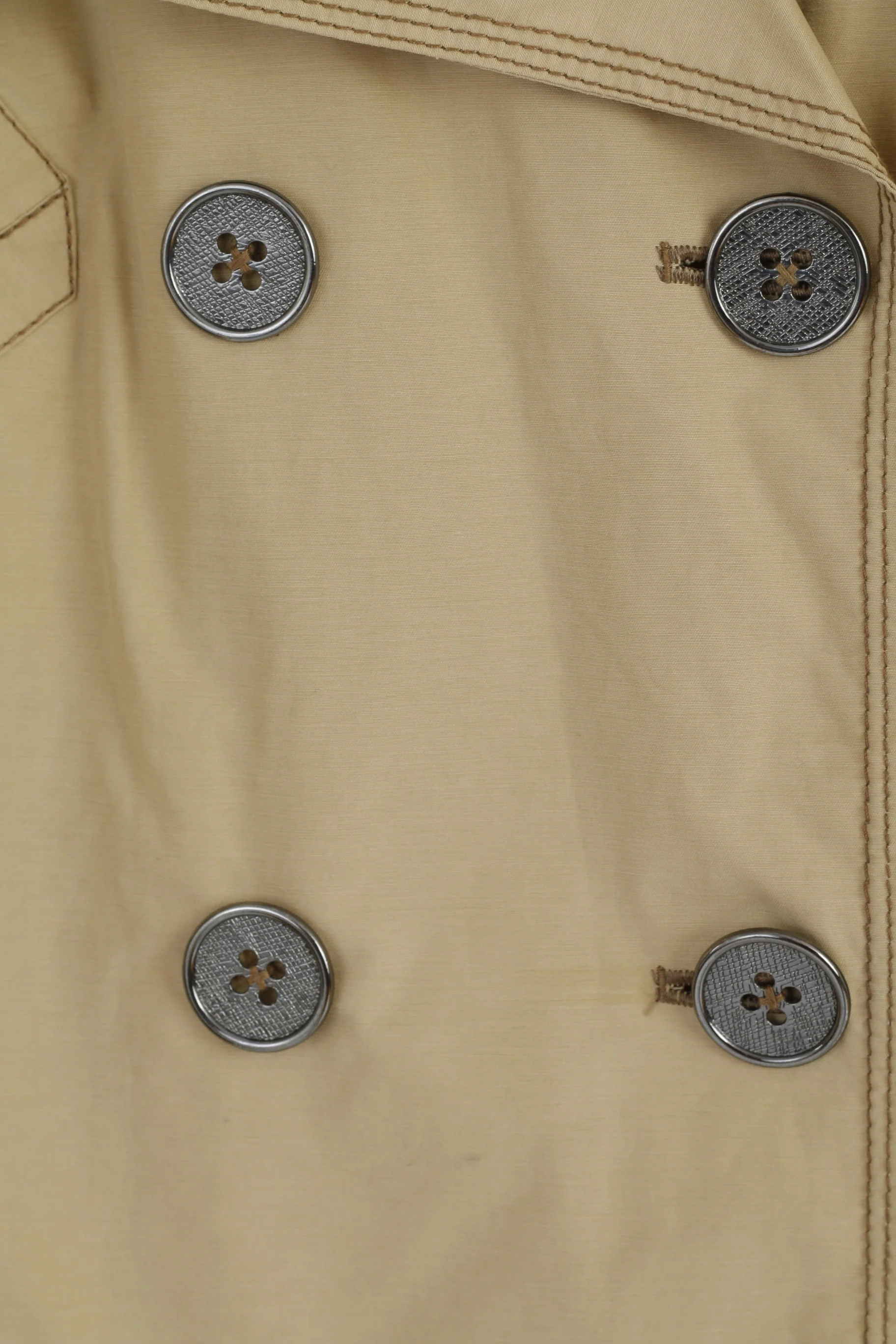 Spoom Women 42 M Trench Coat Beige Cotton Nylon Double Breasted Classic Mac - Image 4