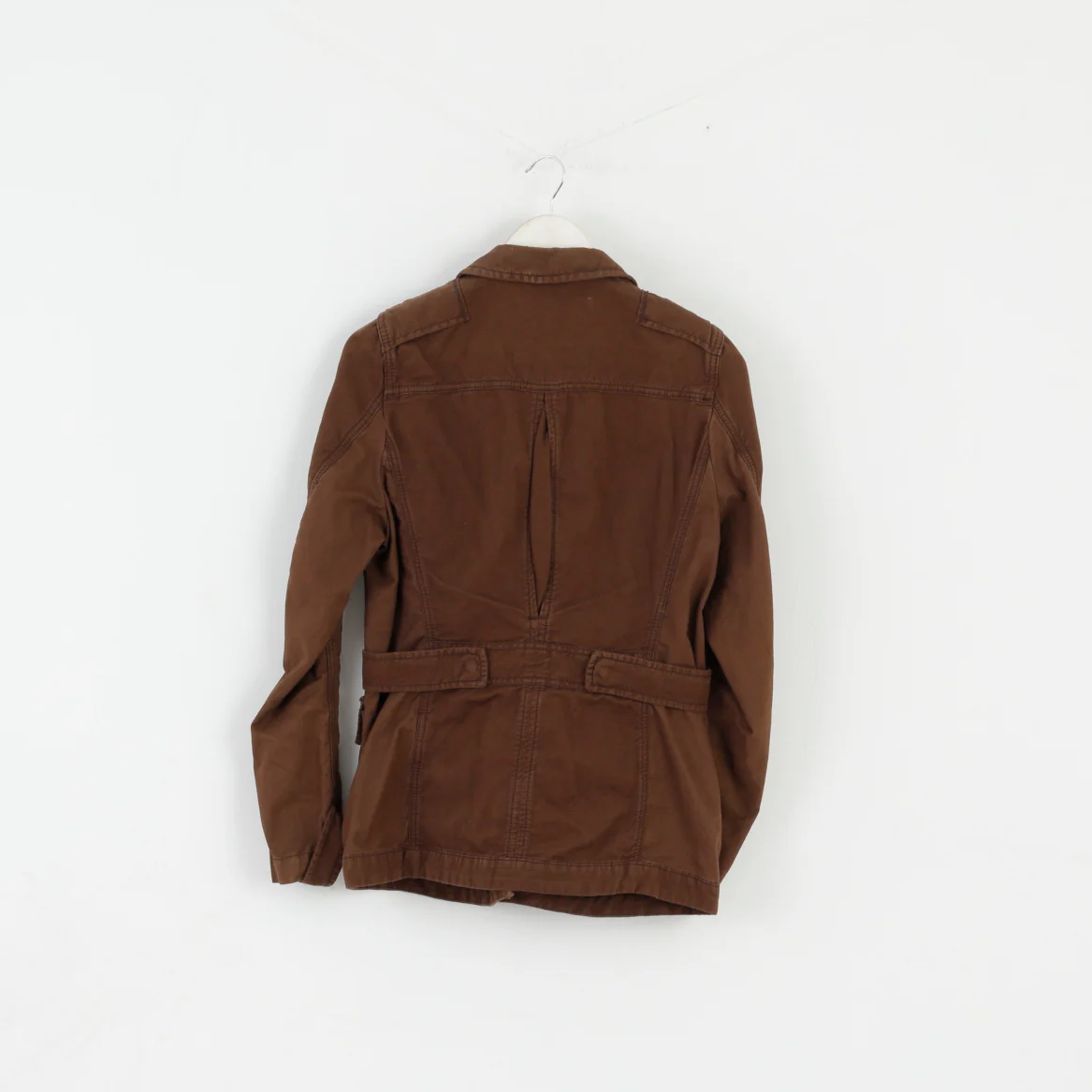 Timberland Women 38 10 S Jacket Brown Cotton Linen Blend Zip Up Top - Image 6