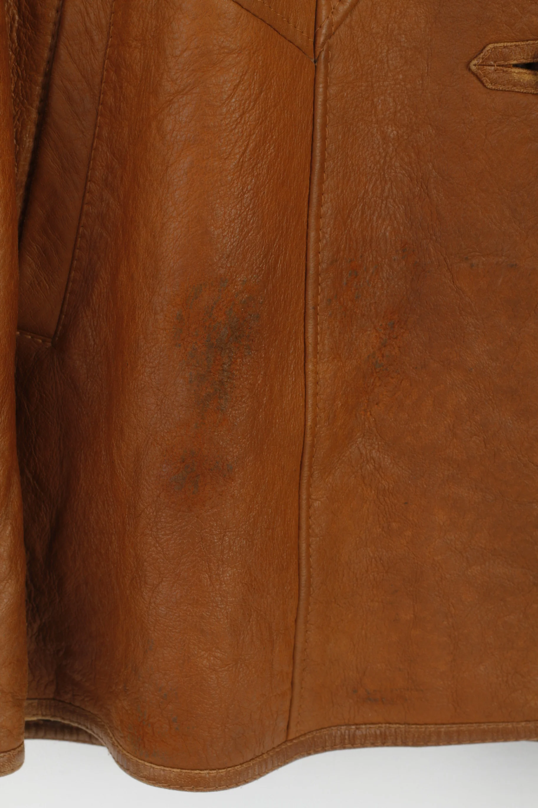 Frapelz Modell Women L Jacket Brown Leather Vintage 90s buttoned Long Top - Image 4