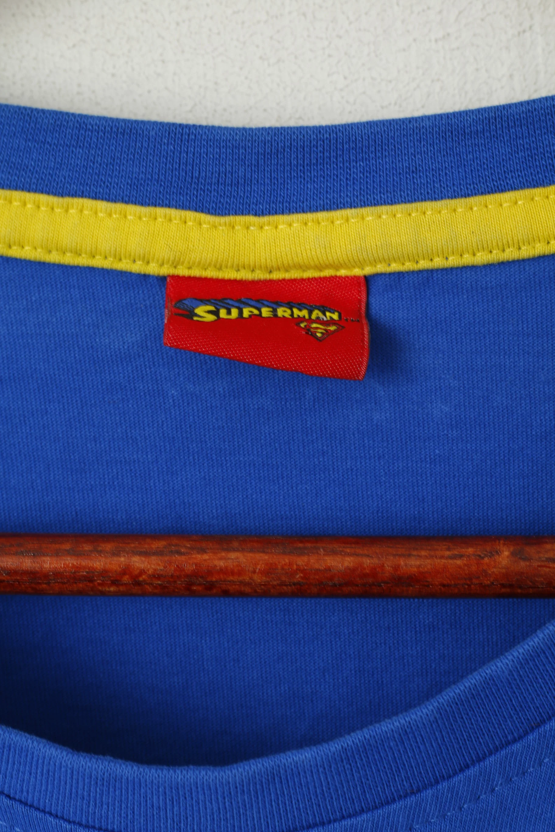 George Superman Men XL Shirt Blue Cotton Graphic Crew Neck Stretch Top - Image 3