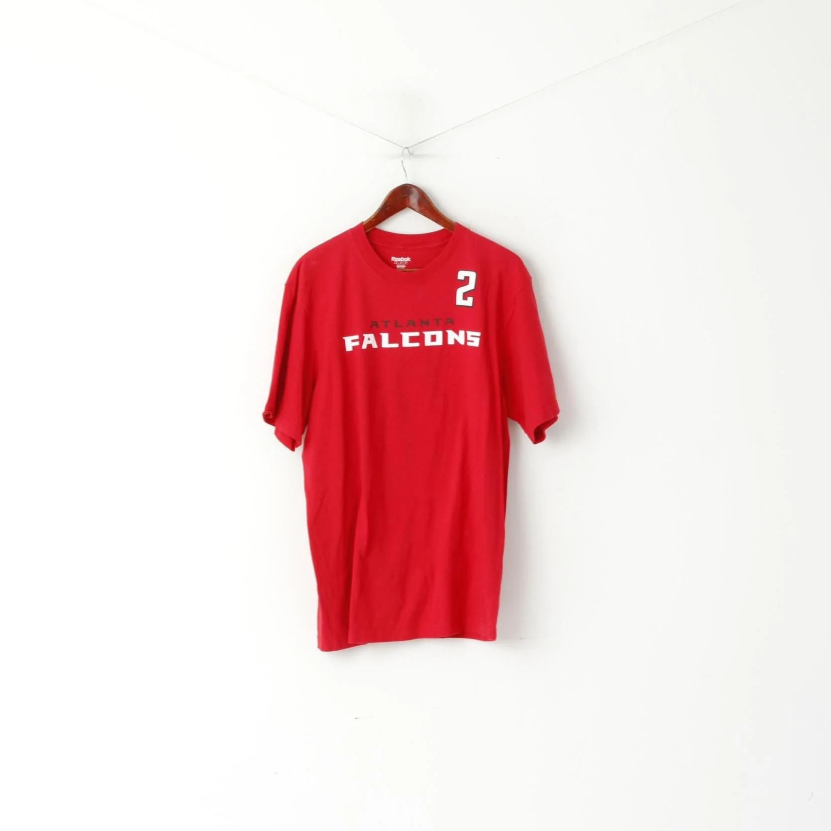 Reebok Men XL T- Shirt Red Cotton Atlanta Falcons #2 Ryan Football Vintage Top - Image 2
