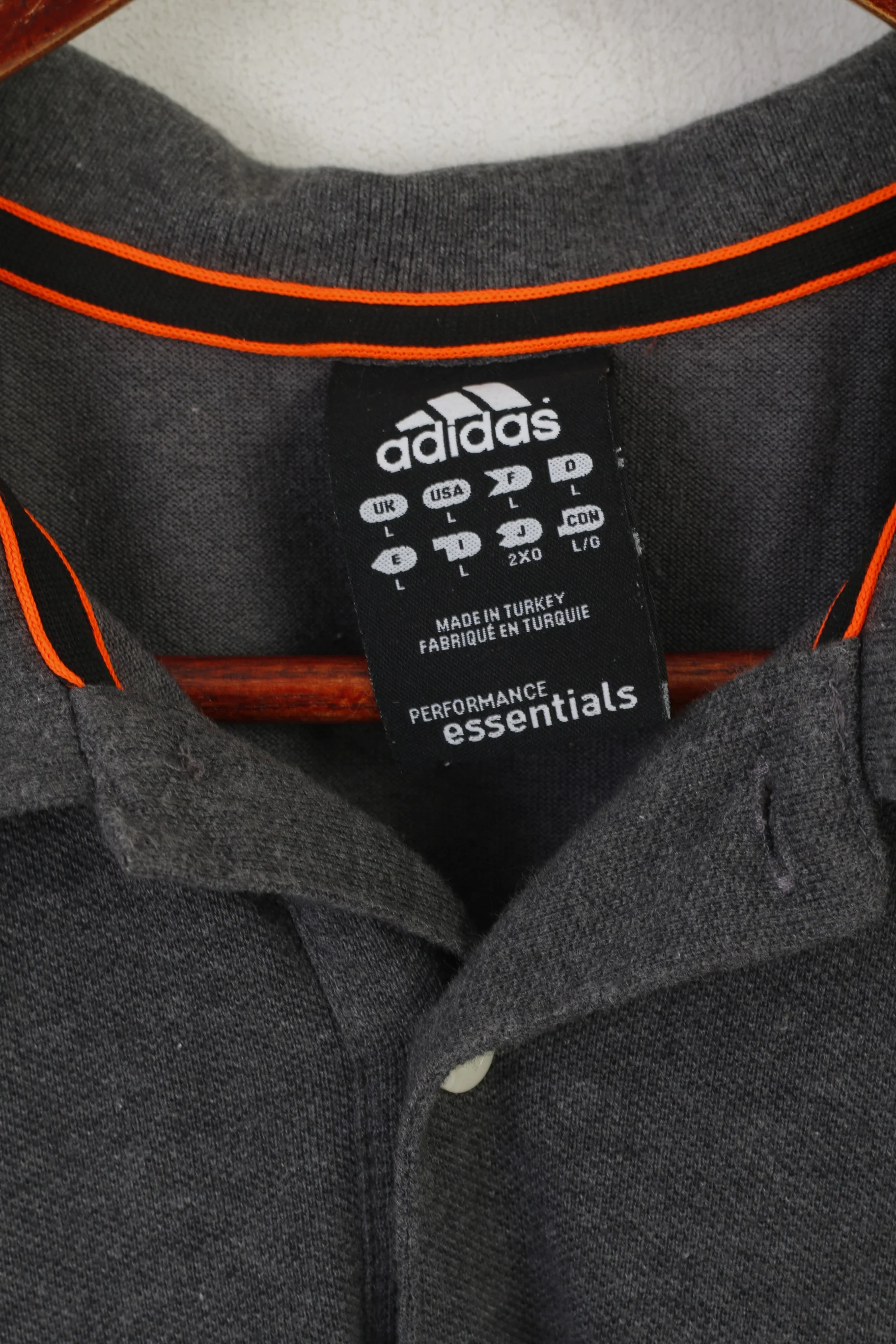 Adidas Men L Polo Shirt Gray Cotton Climalite Sportswear Classic Performance Top - Image 3