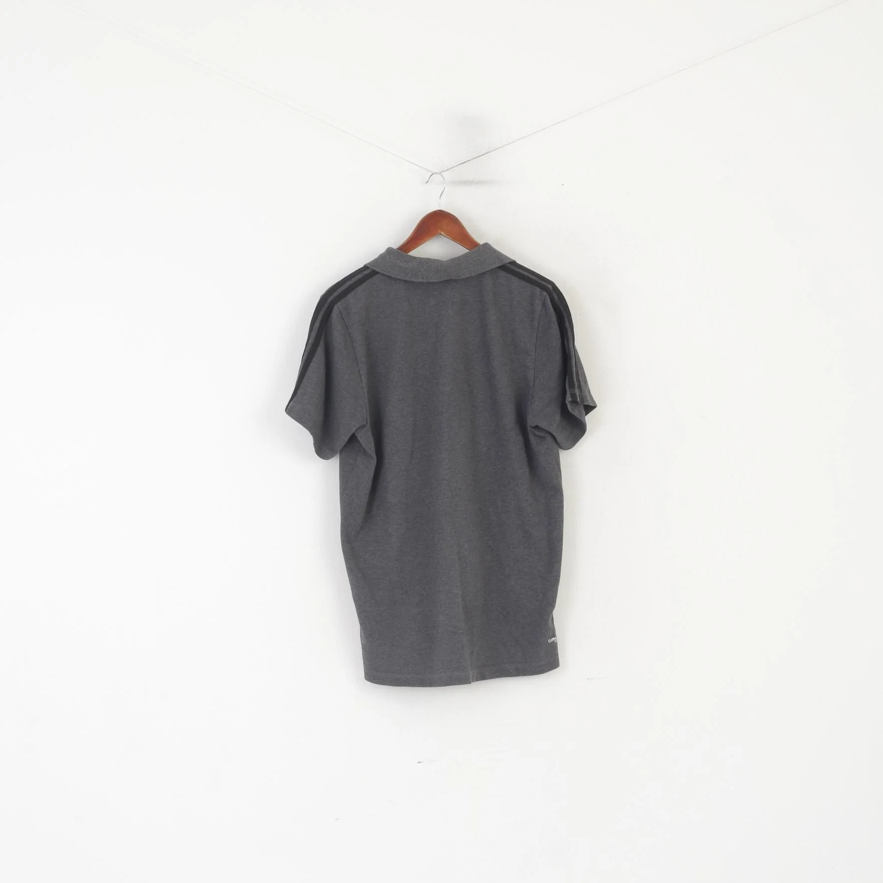Adidas Men L Polo Shirt Gray Cotton Climalite Sportswear Classic Performance Top - Image 6