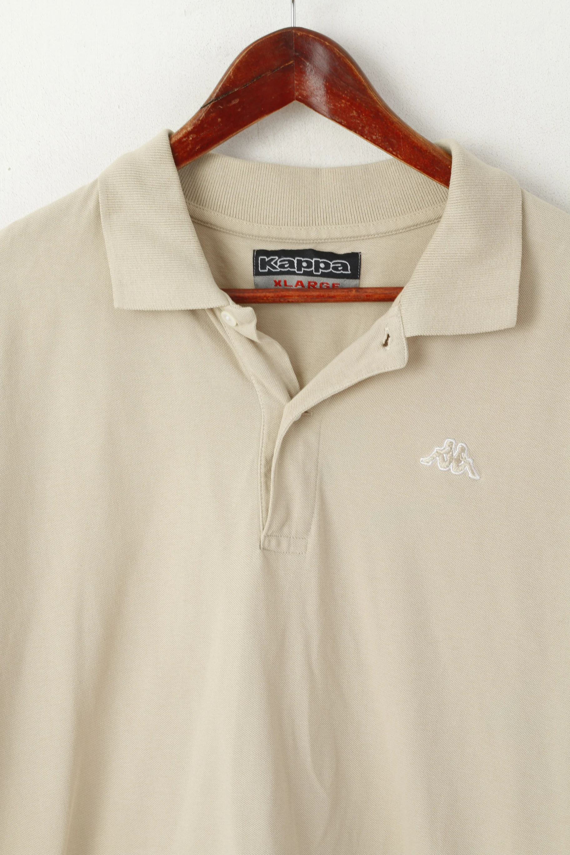 Kappa Men XL Polo Shirt Beige Cotton Detailed Buttons Sportswear Plain Top - Image 2