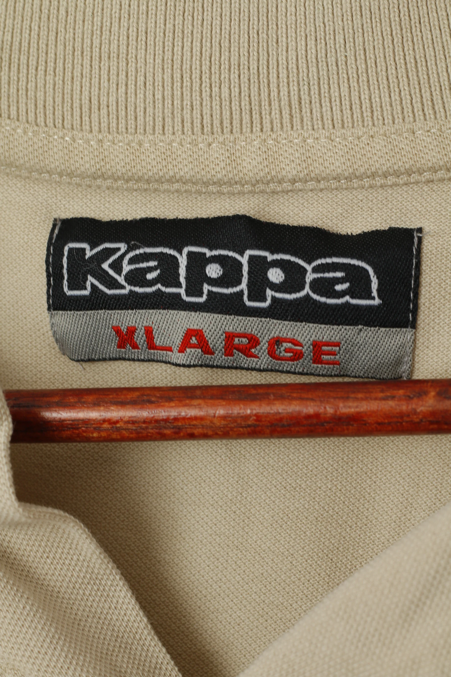 Kappa Men XL Polo Shirt Beige Cotton Detailed Buttons Sportswear Plain Top - Image 3