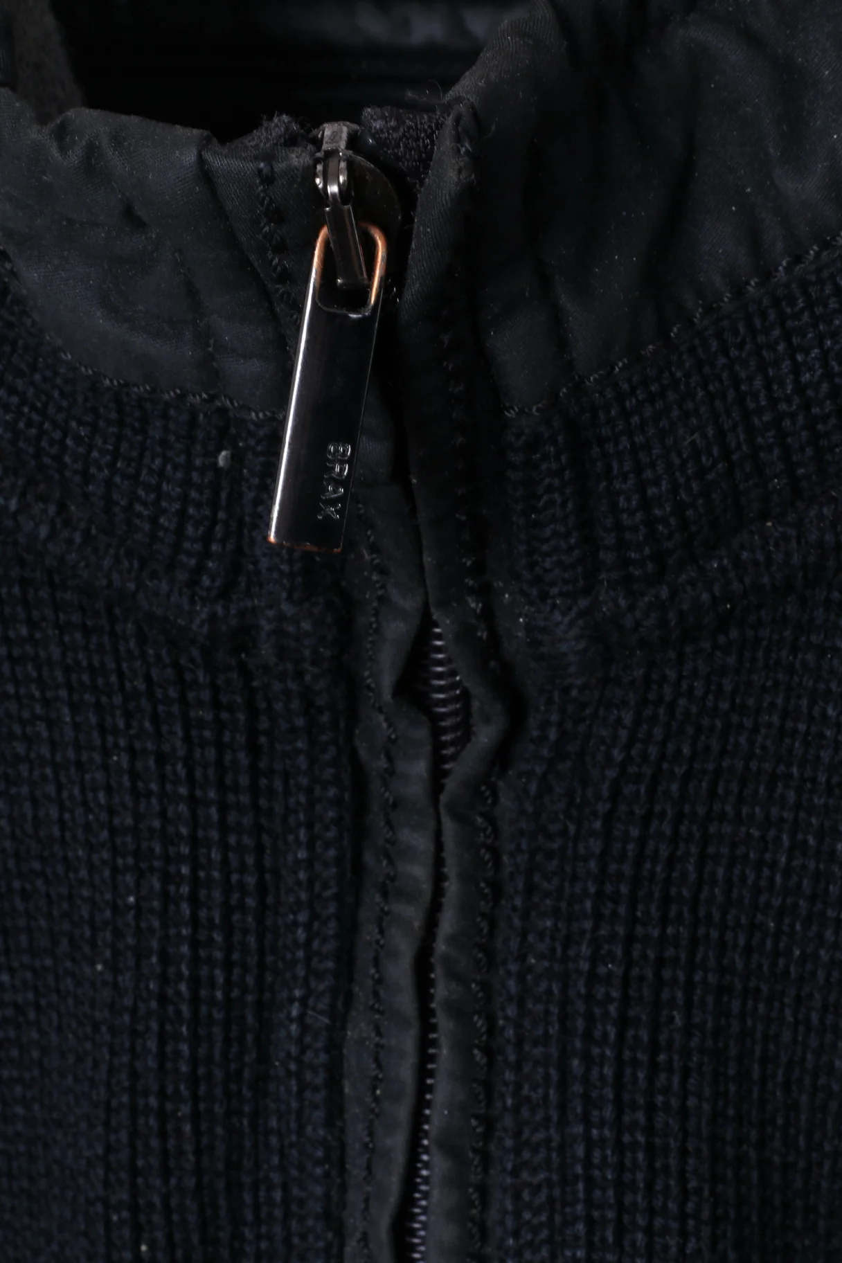 BRAX Mens 52 L Jumper Black Striped Zip Neck Wool Cotton Blend Sweater - Image 4