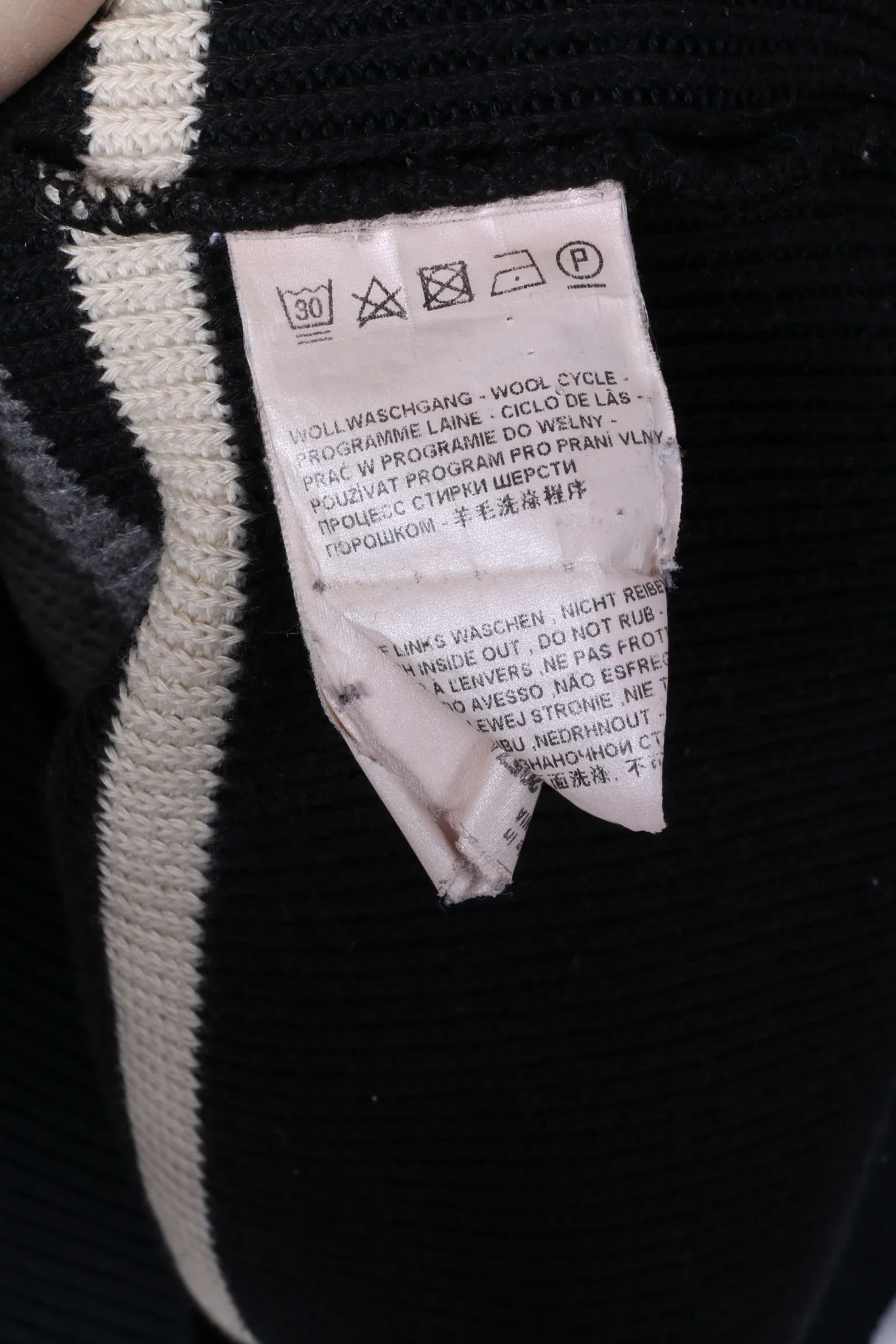 BRAX Mens 52 L Jumper Black Striped Zip Neck Wool Cotton Blend Sweater - Image 6