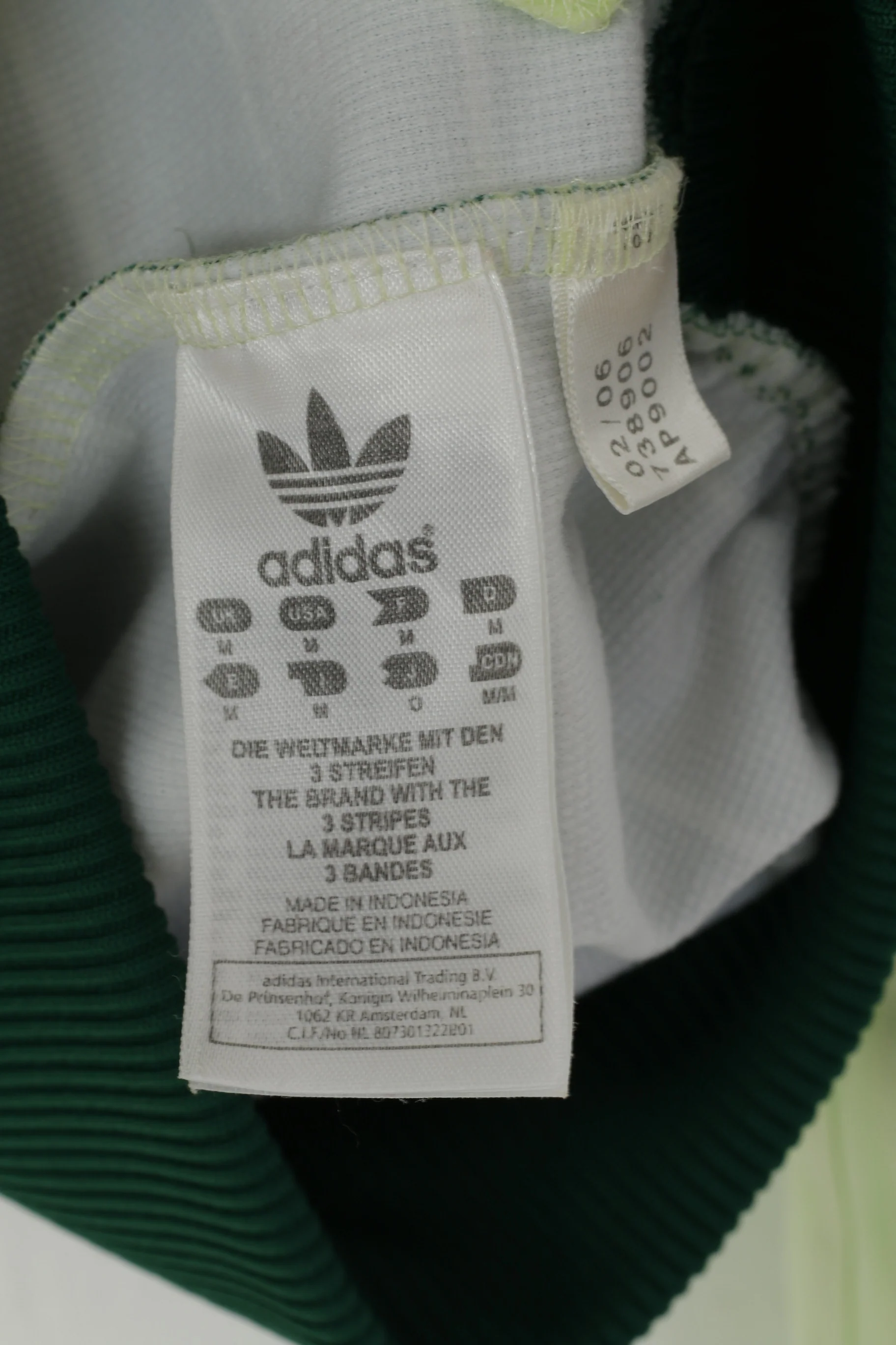 Adidas Men M (S) Sweatshirt Lime Green Shiny Striped Full Zipper Activewear Top - Image 5