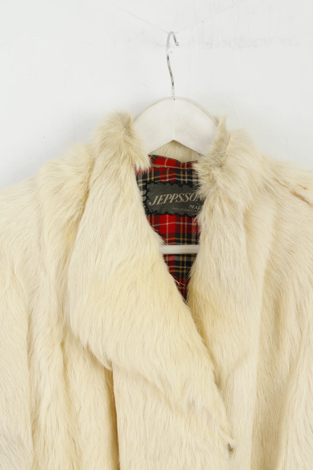 Retro Women S Jacket Beige Faux Fur Boho Hippy Buttoned Warm Fit Top - Image 2