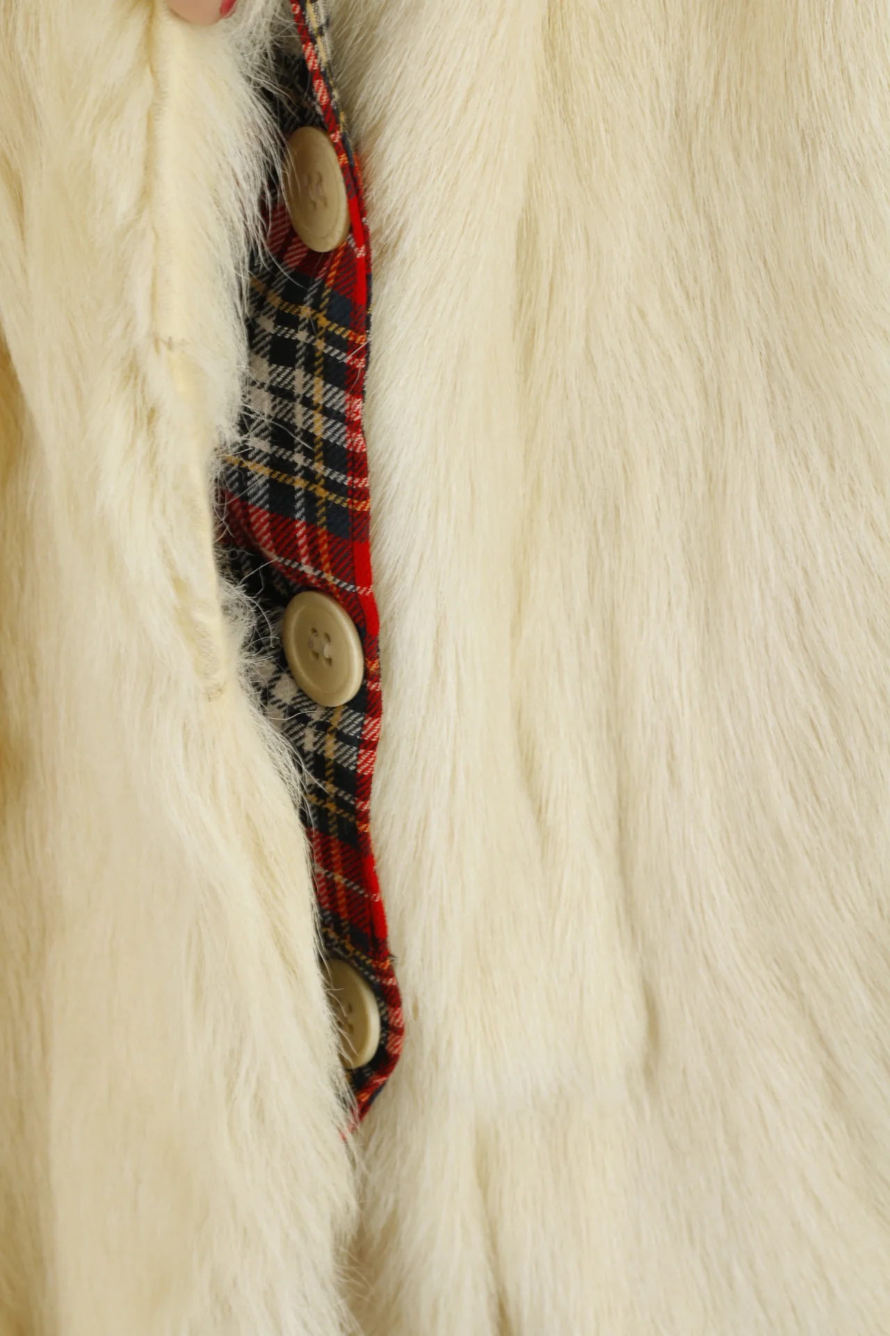 Retro Women S Jacket Beige Faux Fur Boho Hippy Buttoned Warm Fit Top - Image 5