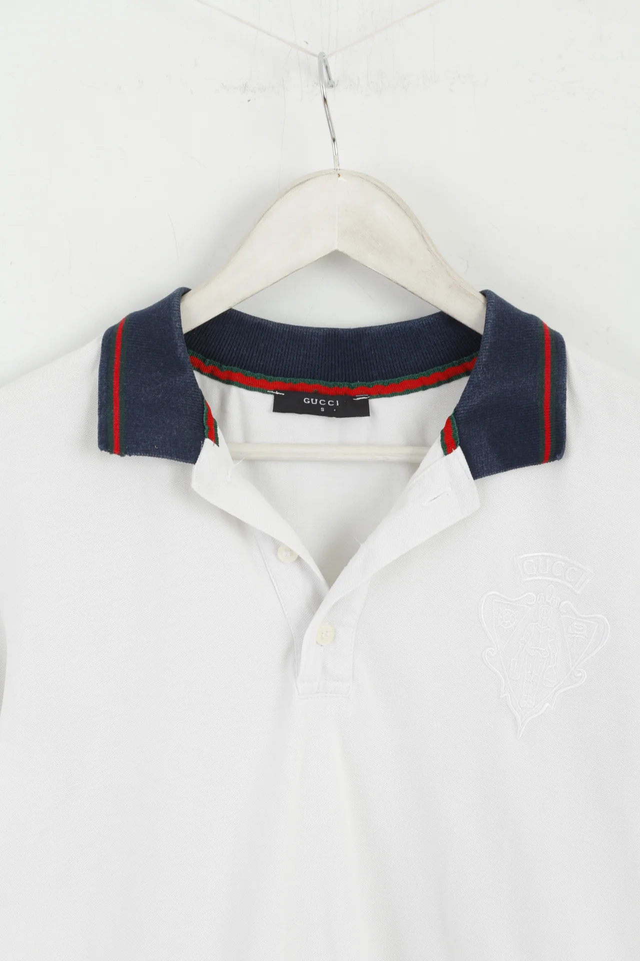 Gucci Men S Polo Shirt White Classic Detailed Buttons Stretch Fit Top - Image 2