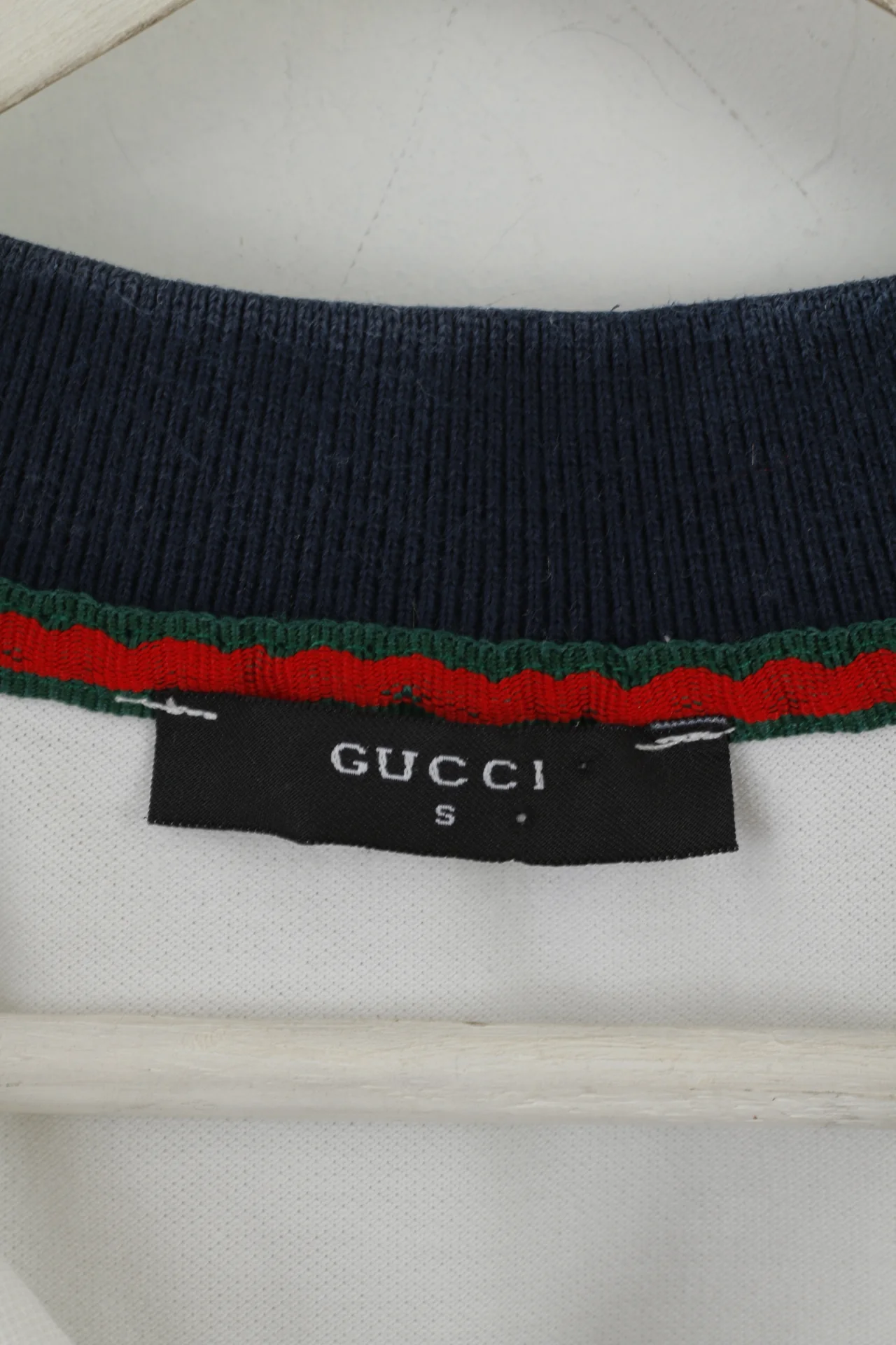 Gucci Men S Polo Shirt White Classic Detailed Buttons Stretch Fit Top - Image 5