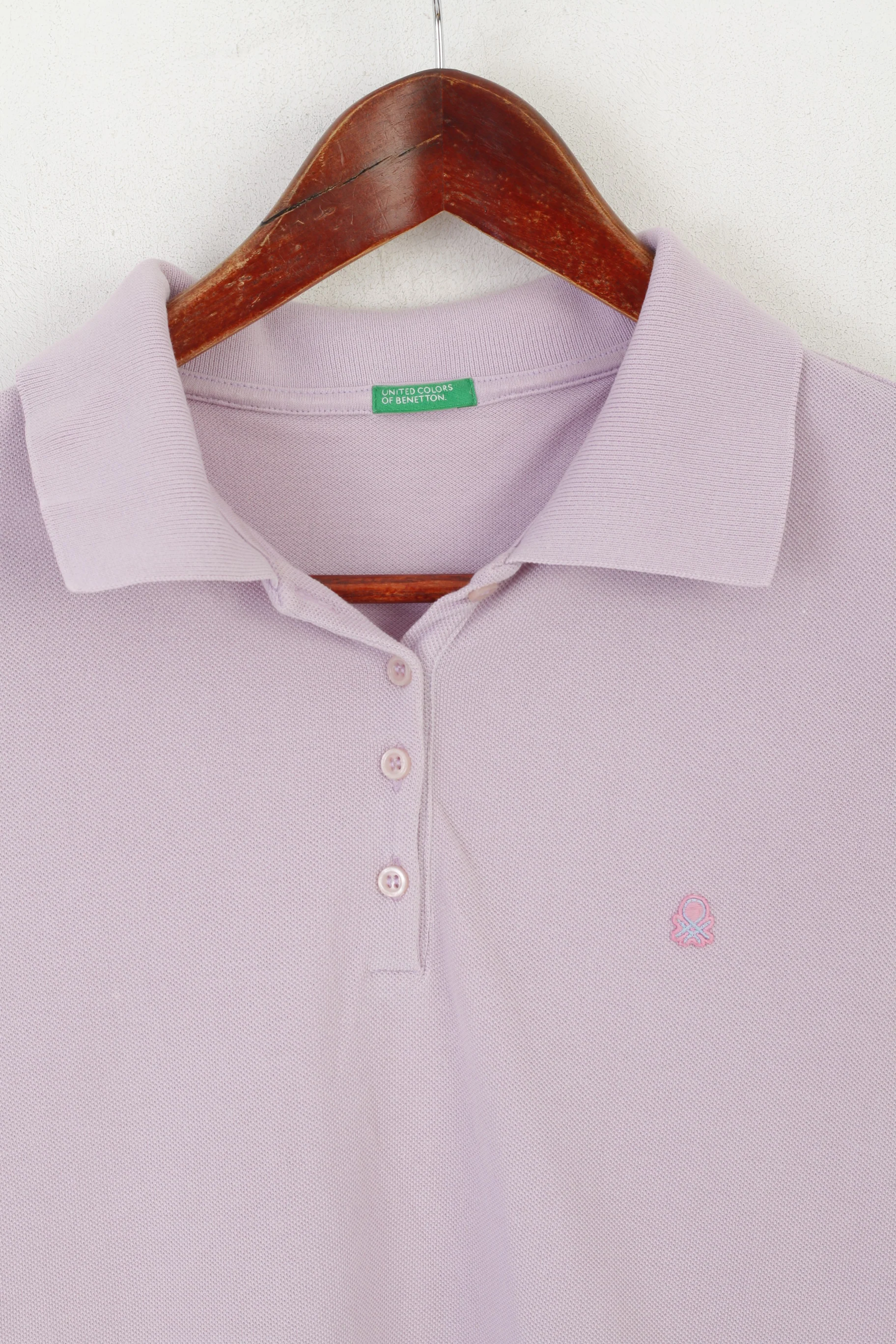 United Colors Of Benetton Women L (M) Polo Shirt Violet Cotton Vintage Sport Top - Image 2