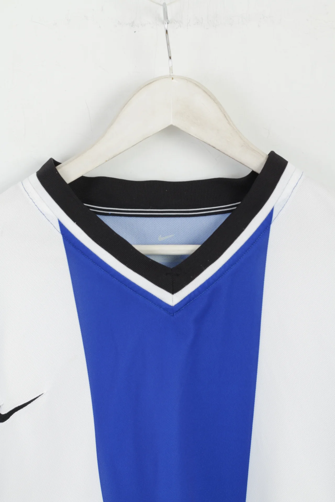 Nike Team Men XL Long Sleeved Shirt Blue White Striped Football Jersey Sport Top - Image 2