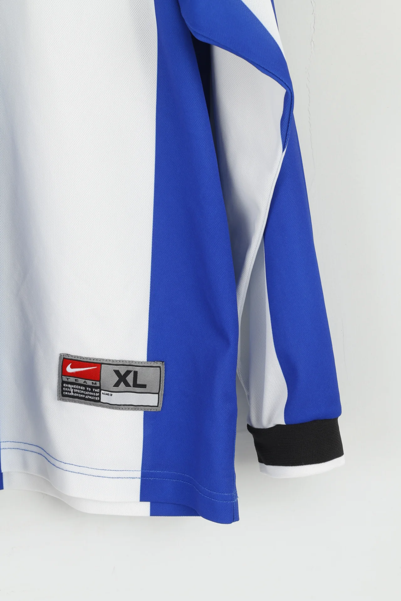 Nike Team Men XL Long Sleeved Shirt Blue White Striped Football Jersey Sport Top - Image 3