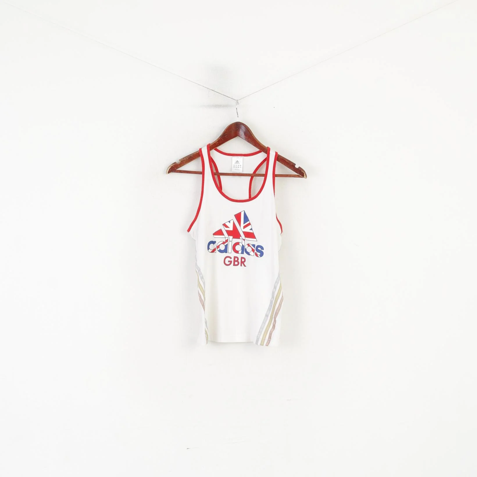 Adidas Women 12 38 S Shirt White Cotton London 2012 GBR Sport Tank Top