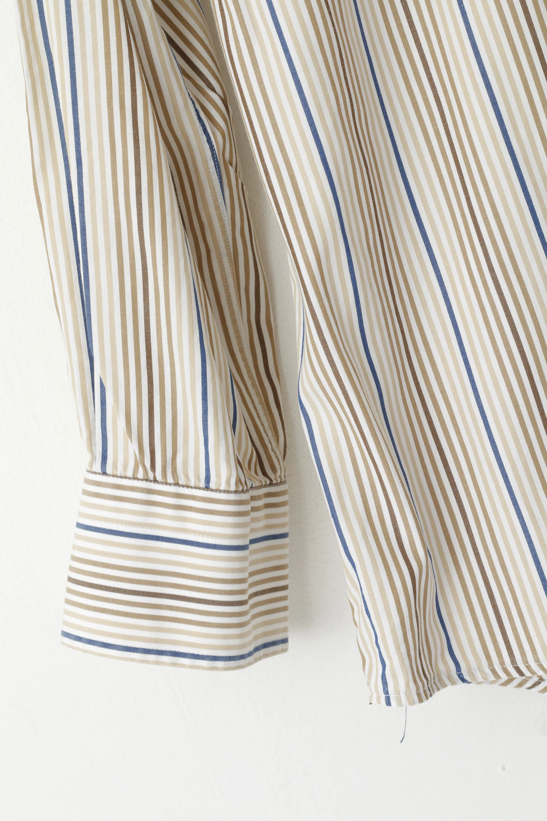 GANT Men M Casual Shirt Beige Striped 80's Two Ply Poplin Dress Fit Long Sleeve Top - Image 3