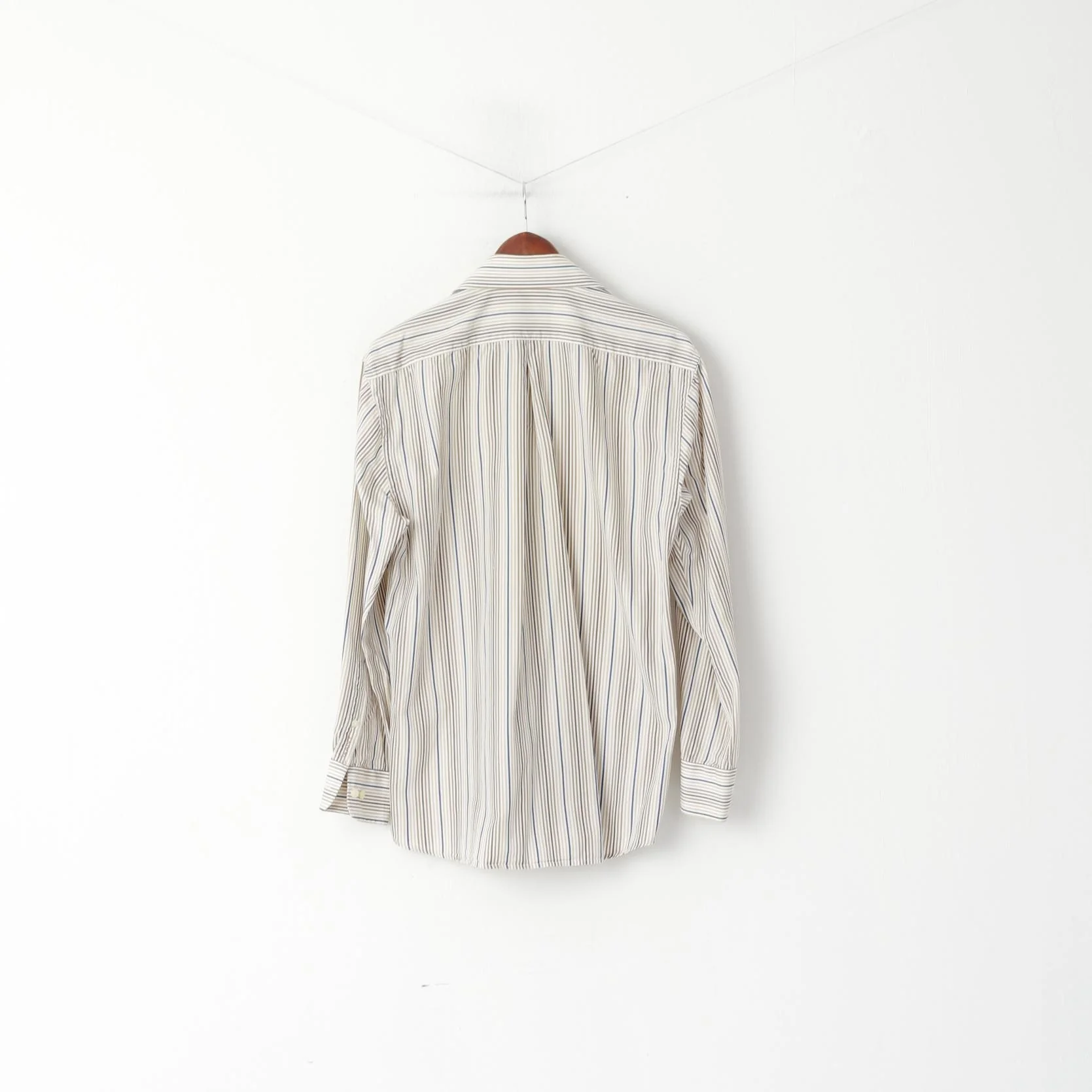 GANT Men M Casual Shirt Beige Striped 80's Two Ply Poplin Dress Fit Long Sleeve Top - Image 6