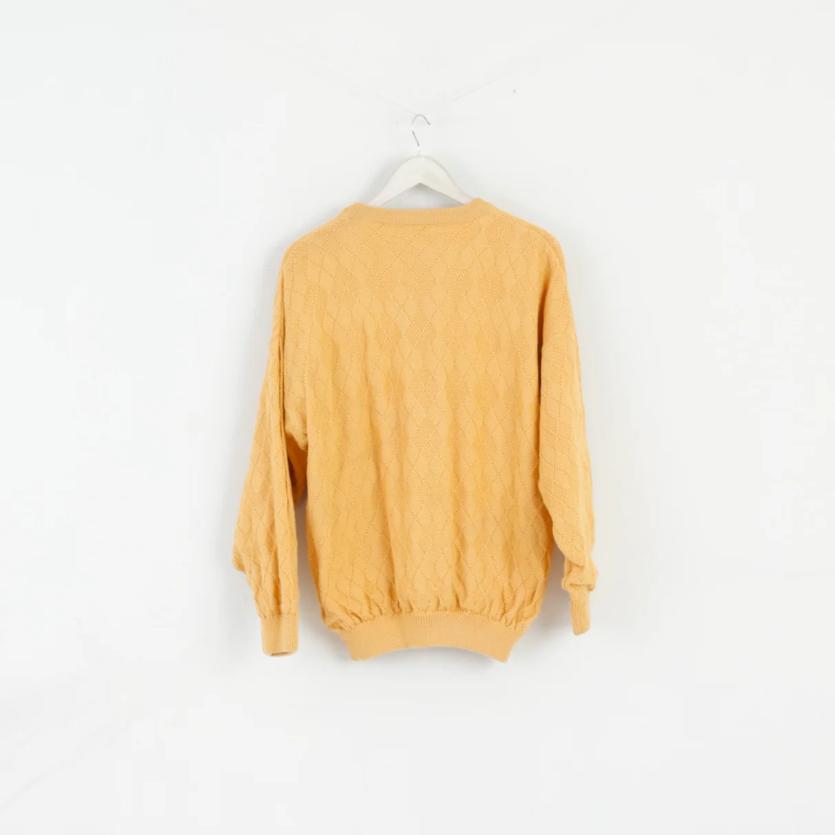 Green Lamb Men L Jumper Yellow Diamonds Permatex Wool Membrane System Top - Image 7