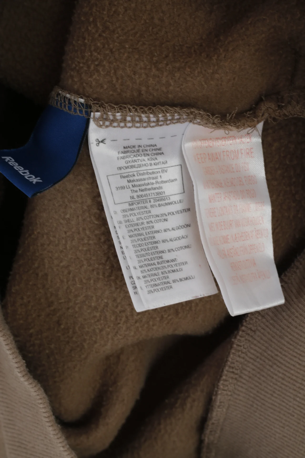Reebok Boys 13 14 Age 164 Sweatshirt Khaki Full Zipper Hooded  Sportswear Top - Image 5