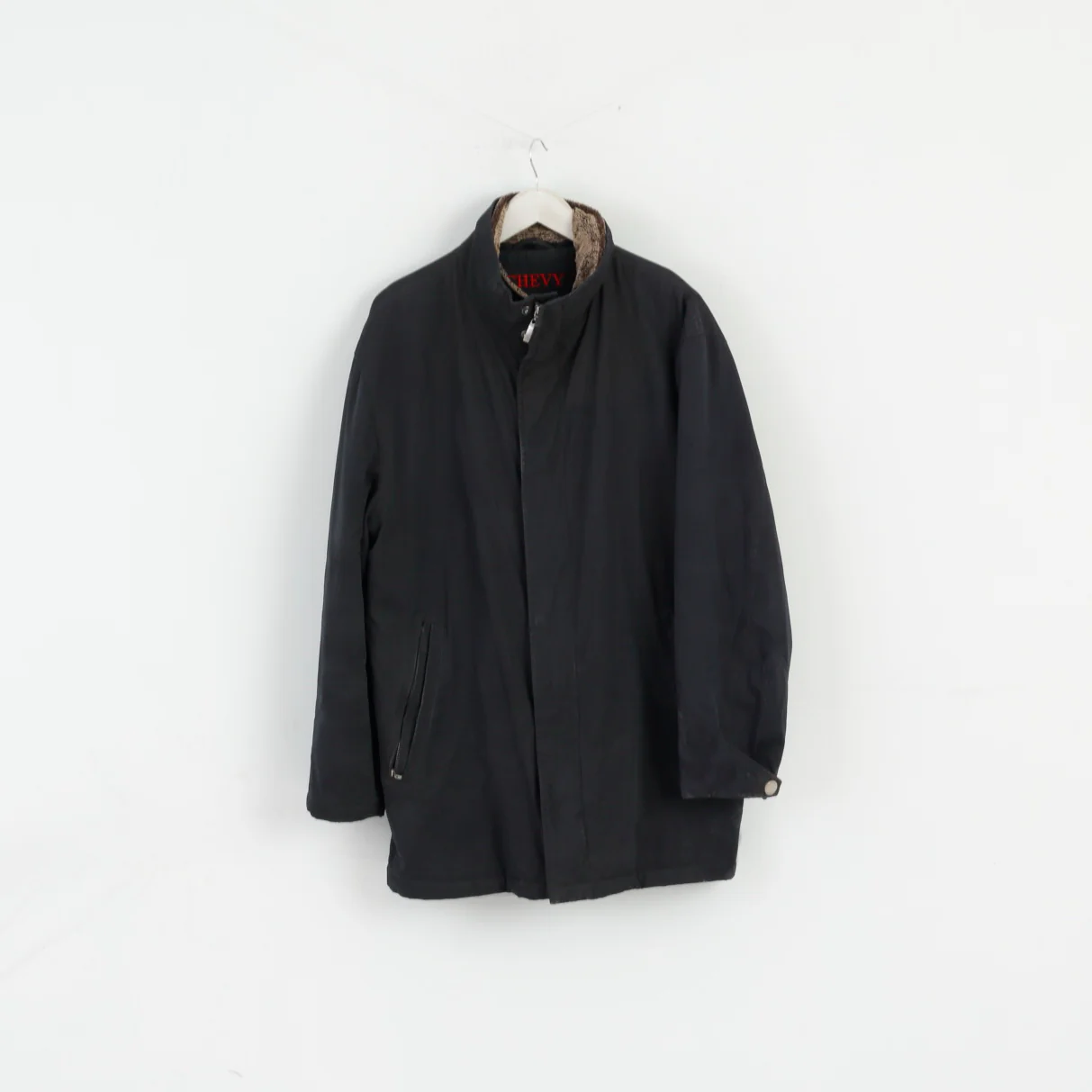 Chevy Men 50 L Jacket Black Harrington Padded Removable Lining Zippered Casual Top