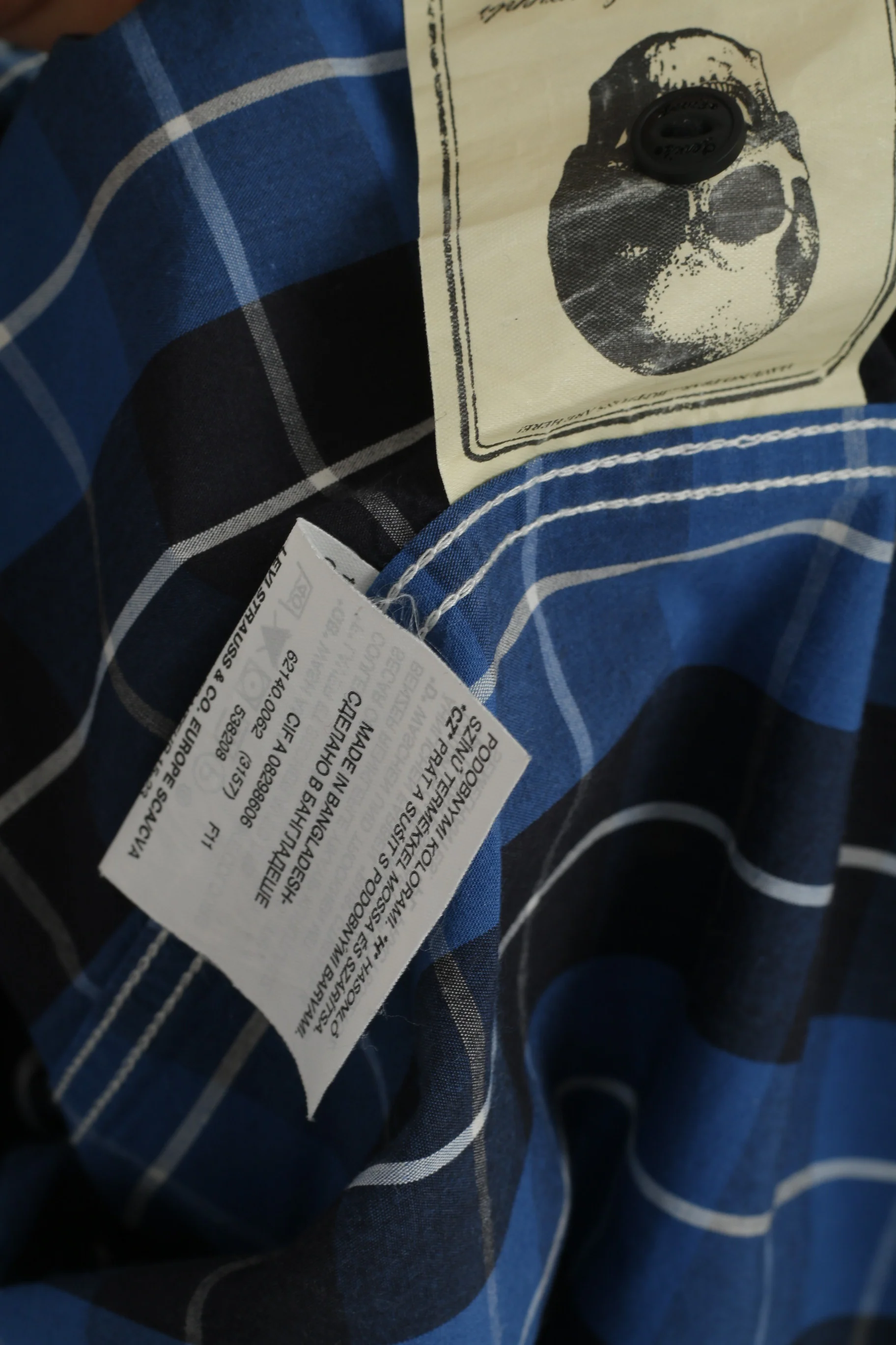 Levi's Men S Casual Shirt Navy Blue Check Cotton Standard Fit Long Sleeve Top - Image 5