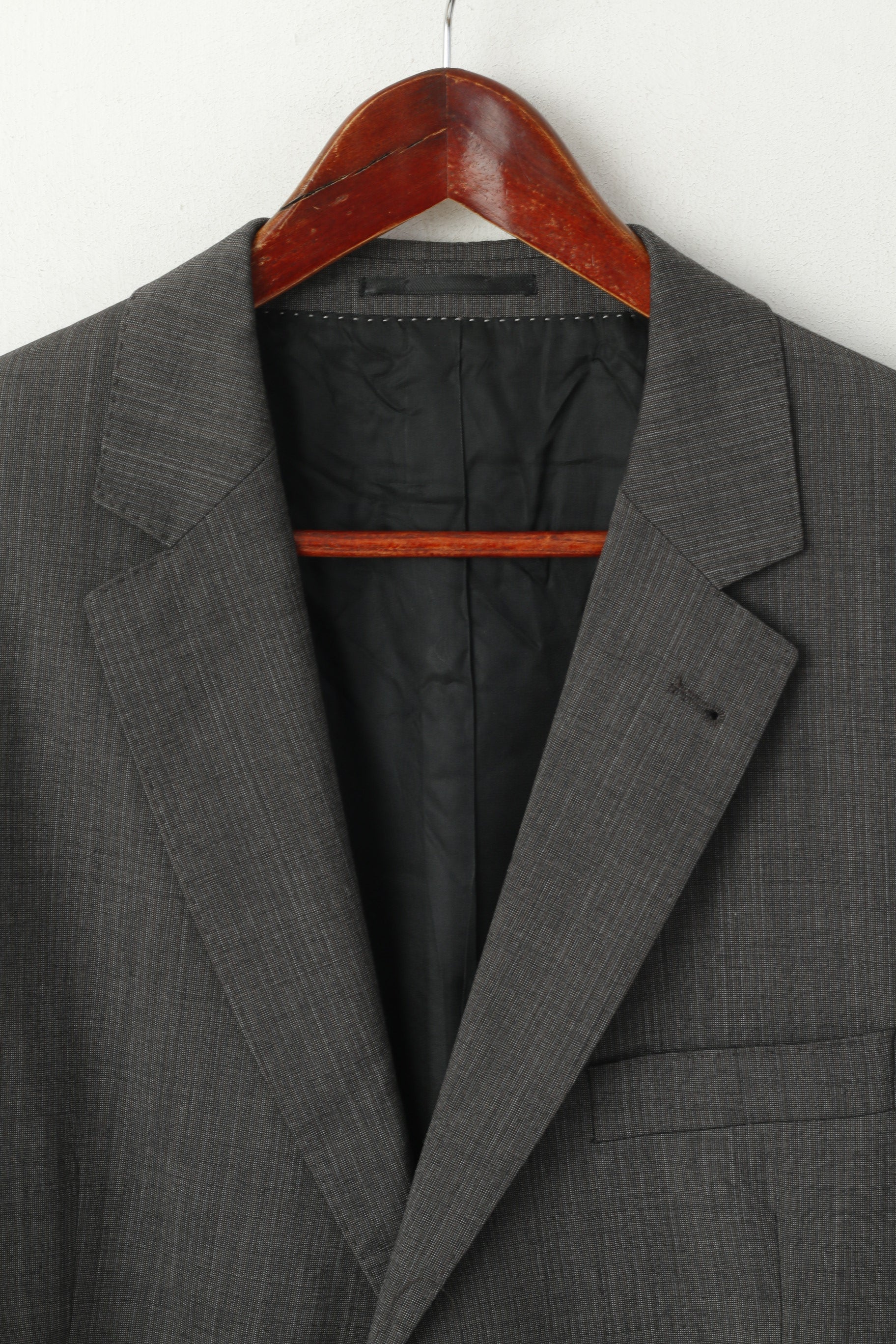 Max Calvin Men 27 44 Blazer Grey Vintage Australian Wool Single Breasted Shoulder Pads Jacket - Image 2