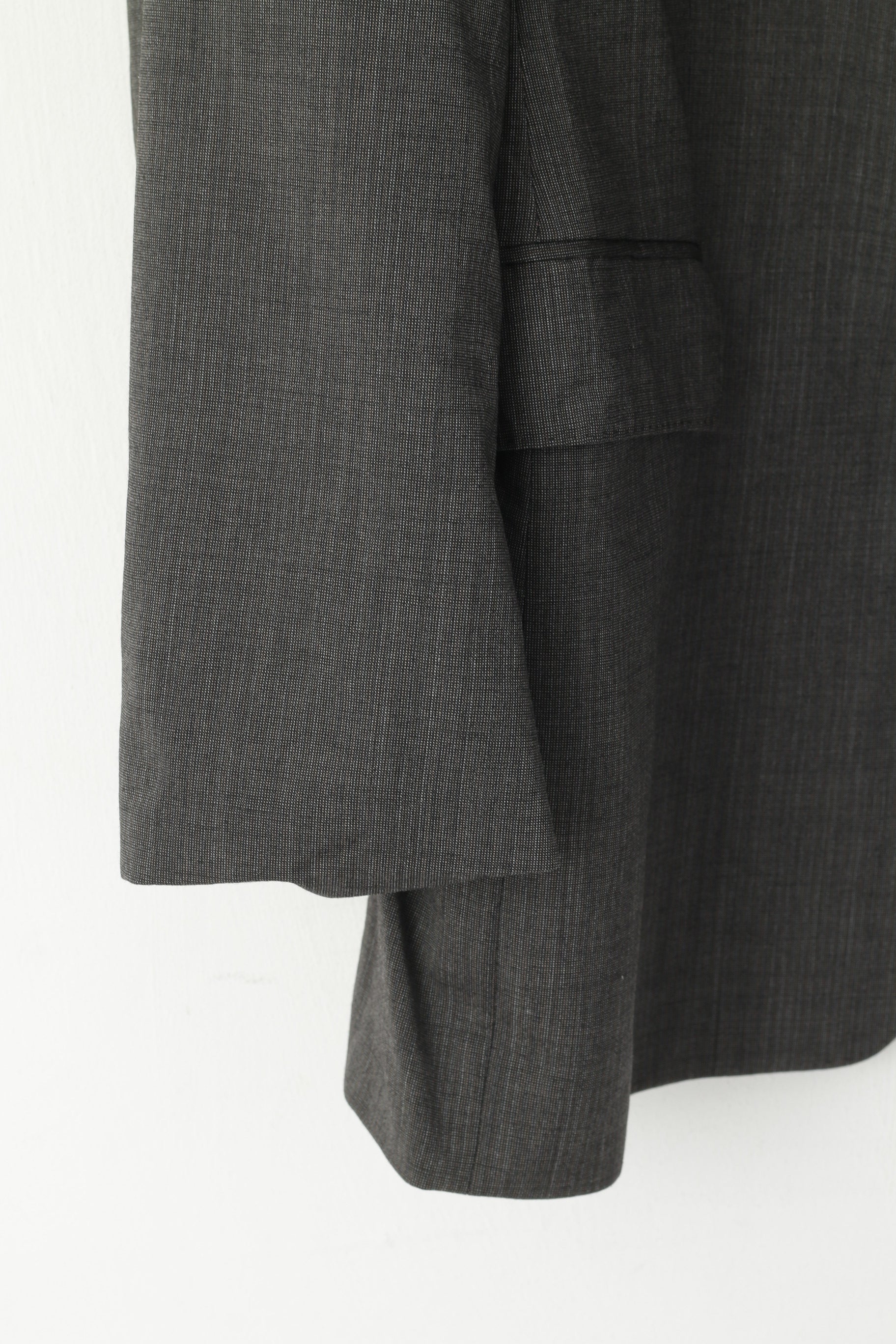 Max Calvin Men 27 44 Blazer Grey Vintage Australian Wool Single Breasted Shoulder Pads Jacket - Image 3