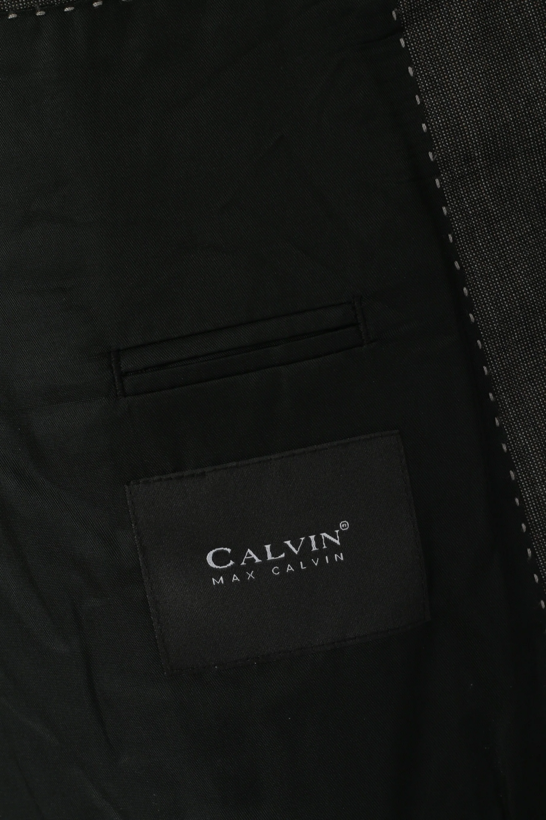 Max Calvin Men 27 44 Blazer Grey Vintage Australian Wool Single Breasted Shoulder Pads Jacket - Image 4
