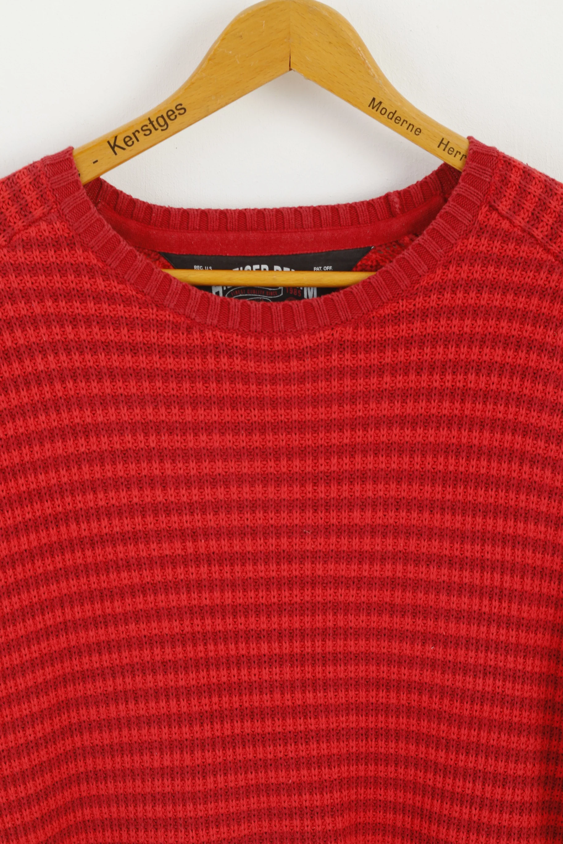 Hilfiger Denim Women XL Jumper Red Crew Neck Cotton Striped Long Sweater - Image 2