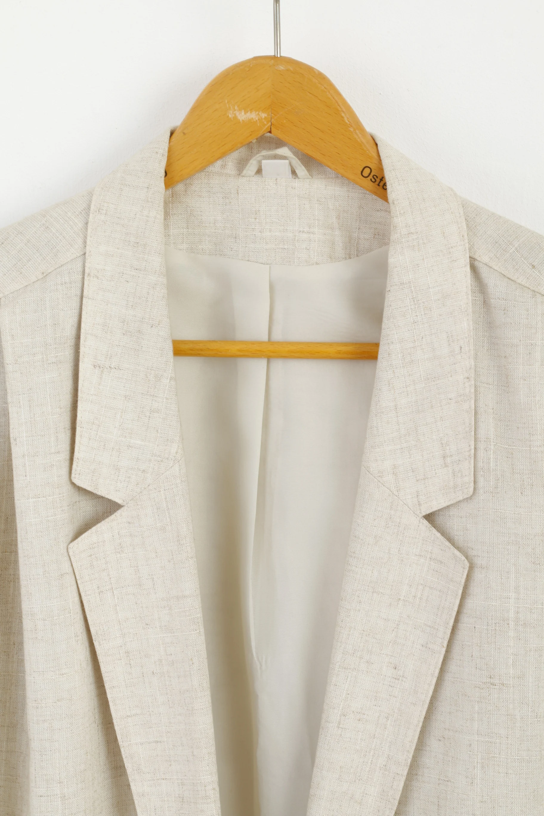 Fashion Extra Collection Women 16 42 Blazer Beige Linen Blend Open Front Top - Image 2