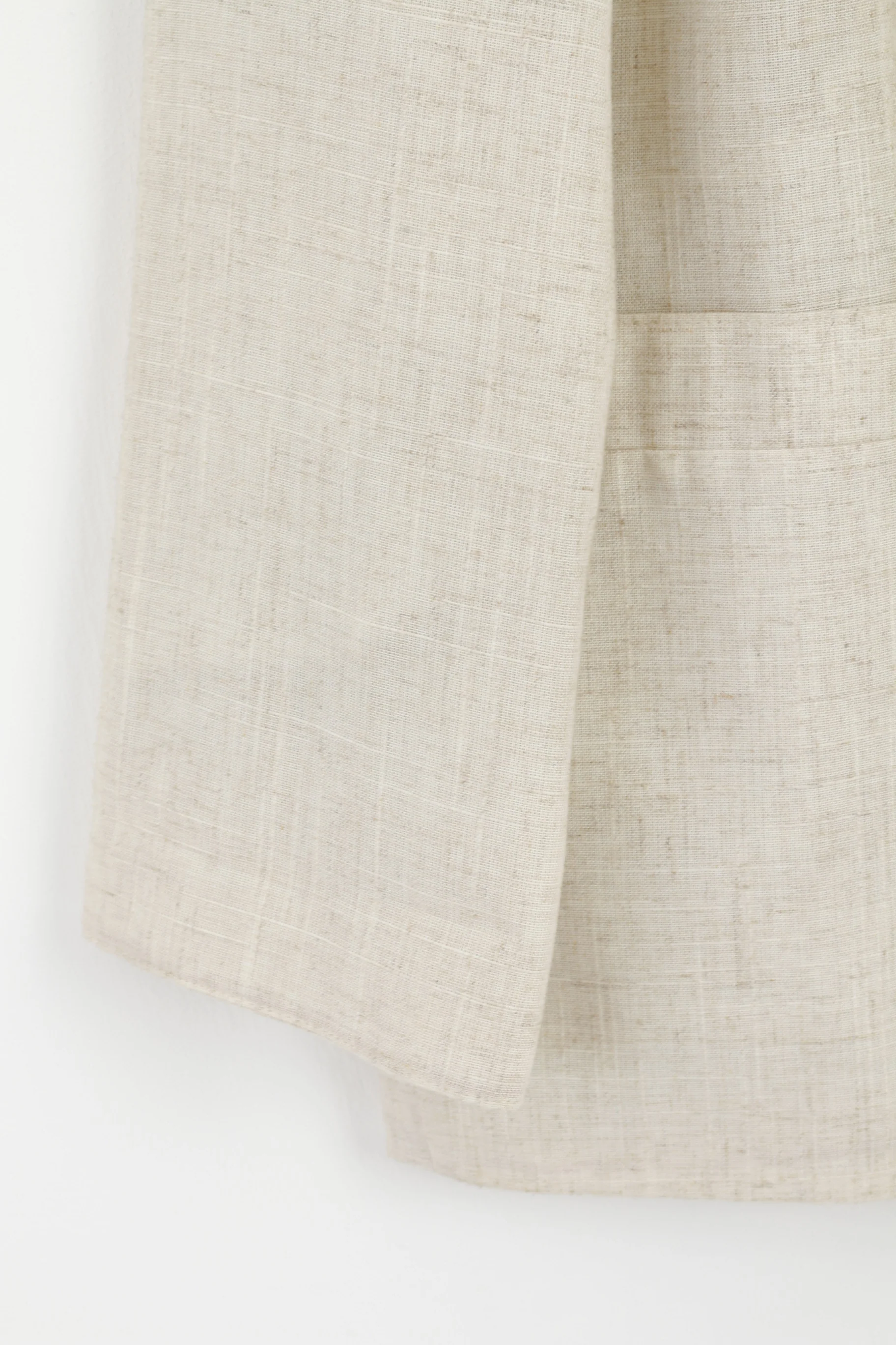 Fashion Extra Collection Women 16 42 Blazer Beige Linen Blend Open Front Top - Image 3
