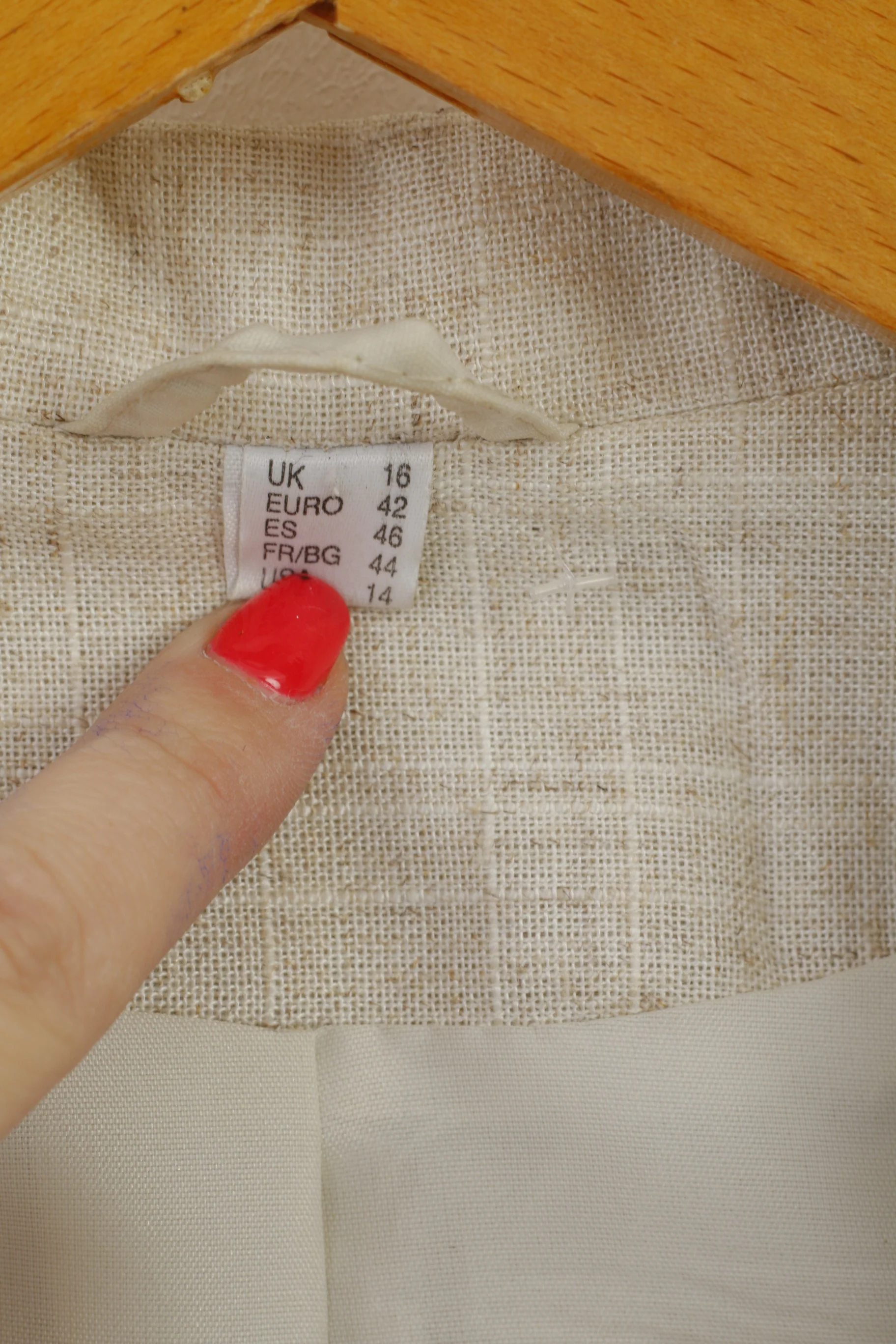 Fashion Extra Collection Women 16 42 Blazer Beige Linen Blend Open Front Top - Image 4