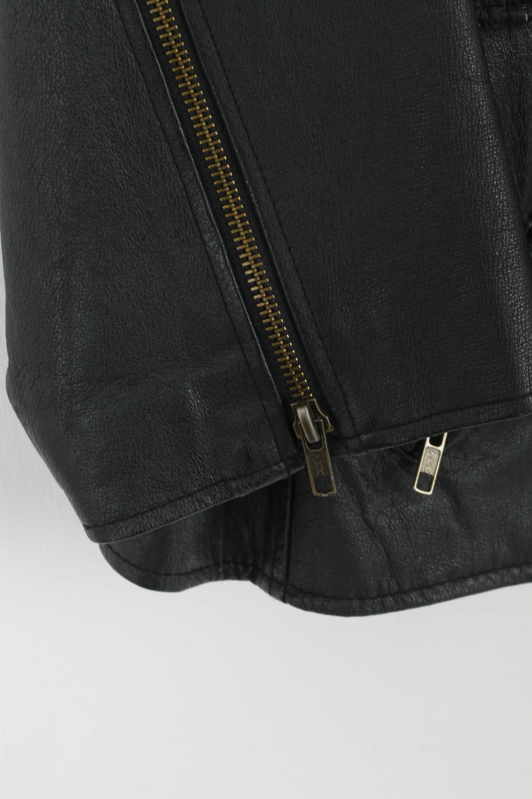 Miss Joy Women 44 Jacket Black Ramones Leather Full Zipper Vintage Biker Top - Image 3