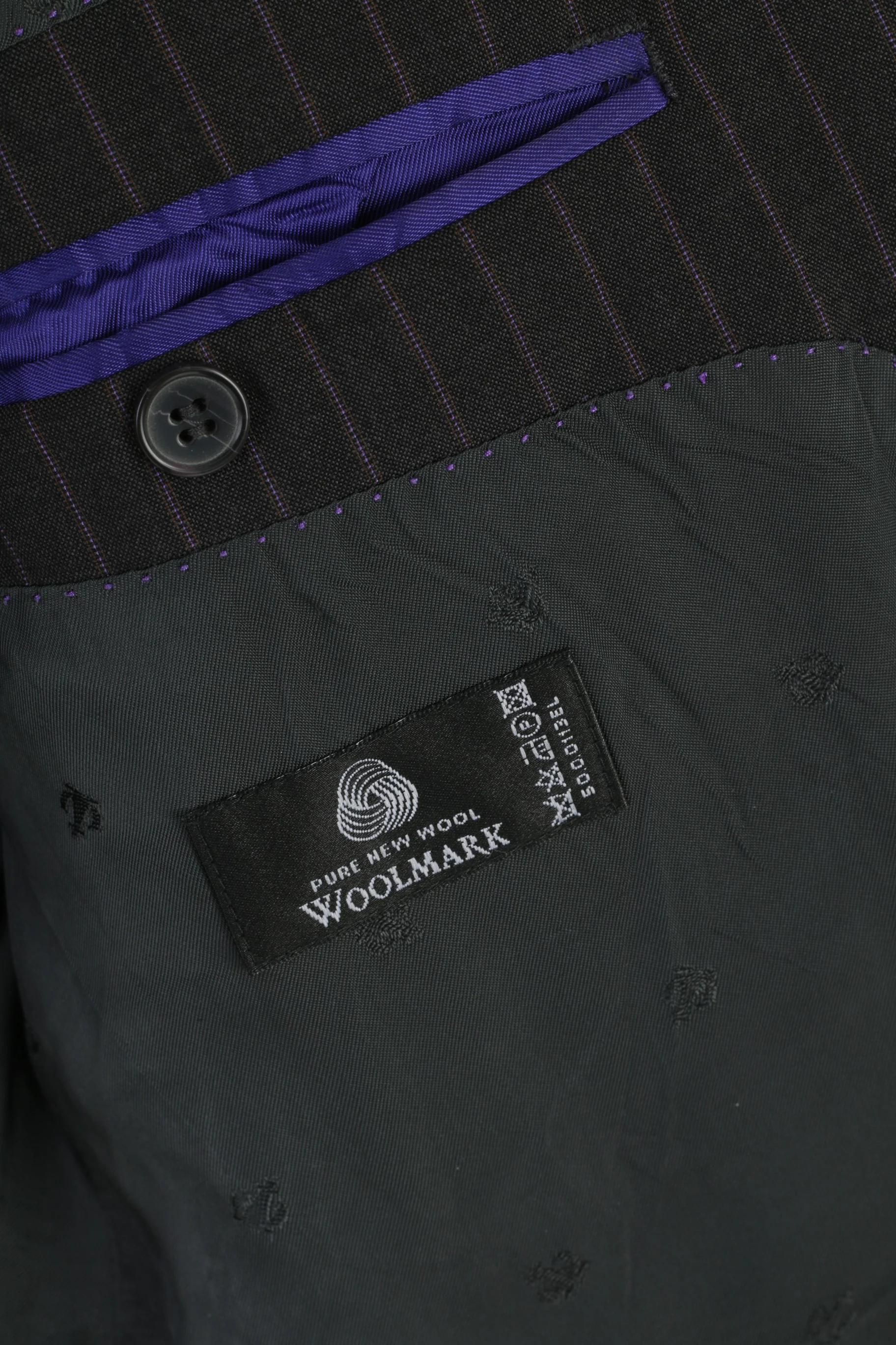 Jeff Banks Men 42S 52 Blazer Grey Violet Striped Wool Single Breasted Jacket - Image 6