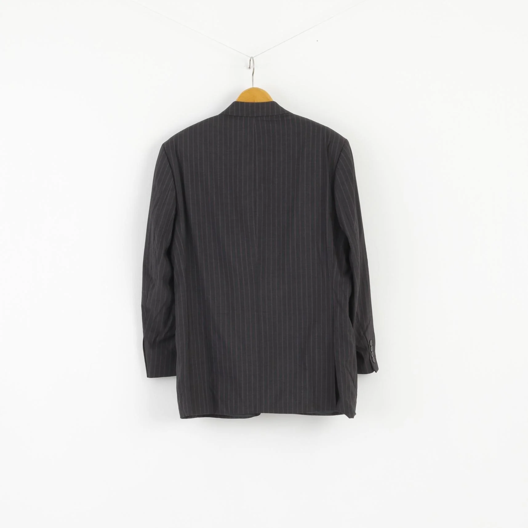Jeff Banks Men 42S 52 Blazer Grey Violet Striped Wool Single Breasted Jacket - Image 7