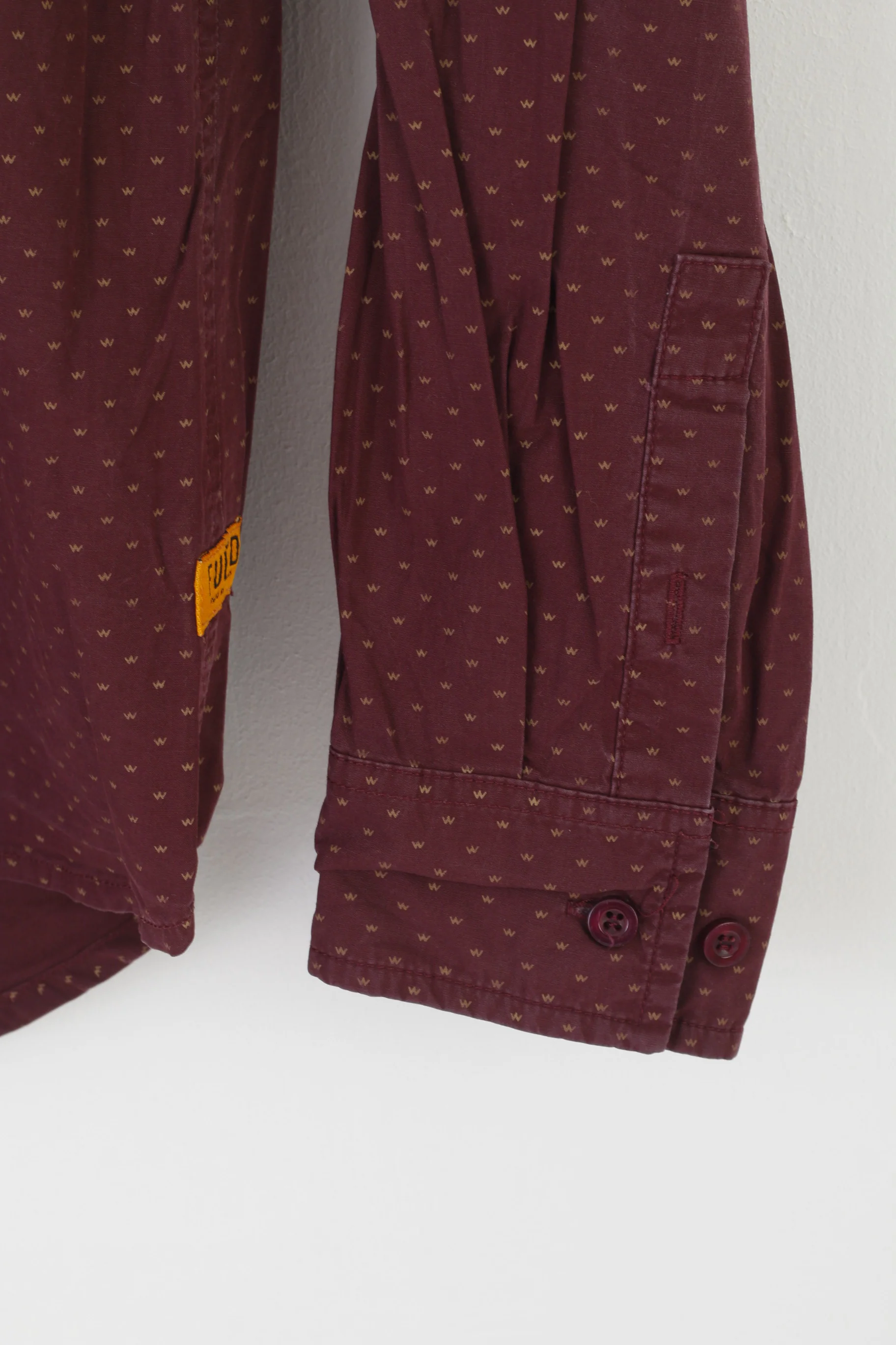 Fuel'D Men M Casual Shirt Burgundy Cotton Camouflage Pocket Printed Long Sleeve Top - Image 3