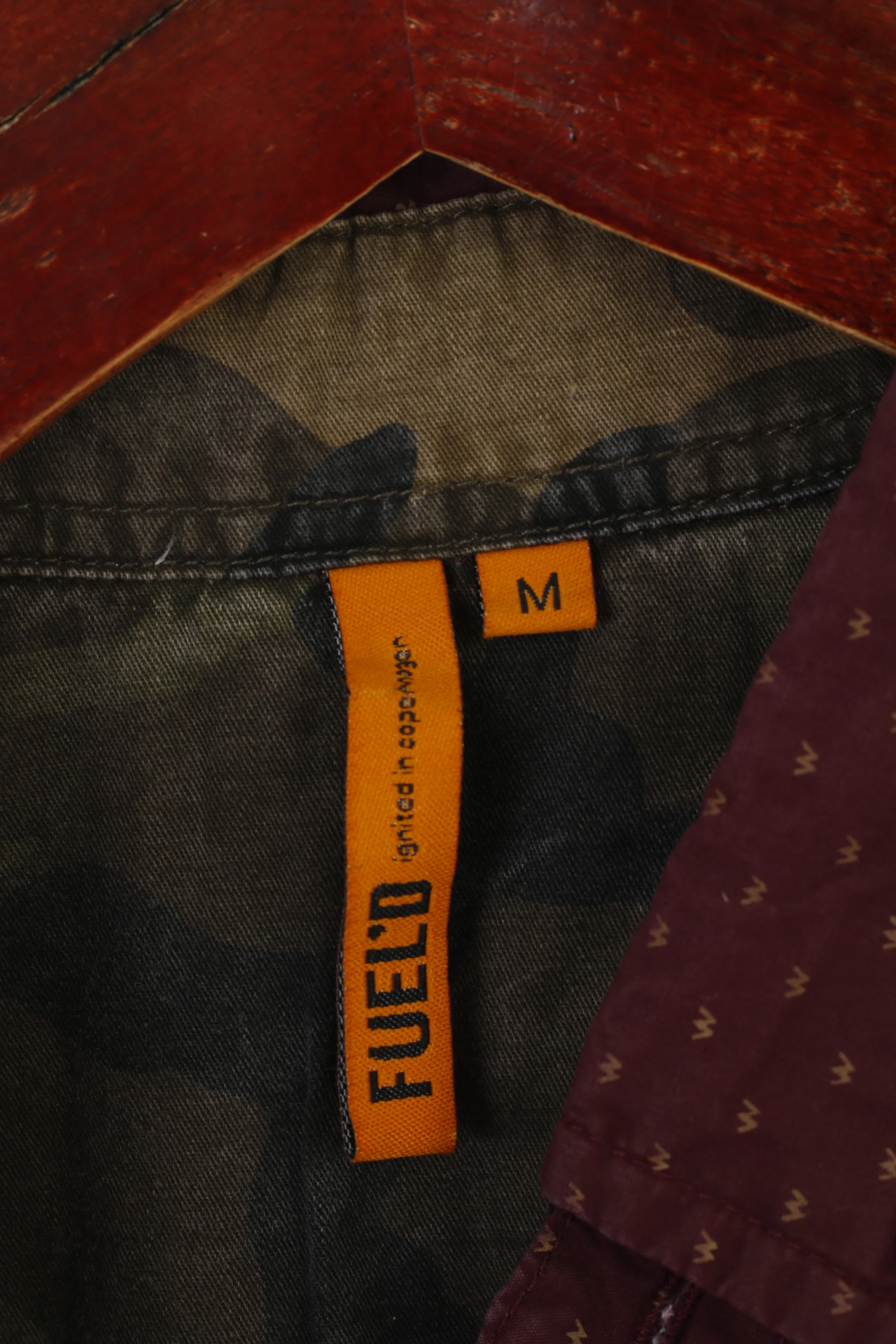 Fuel'D Men M Casual Shirt Burgundy Cotton Camouflage Pocket Printed Long Sleeve Top - Image 4