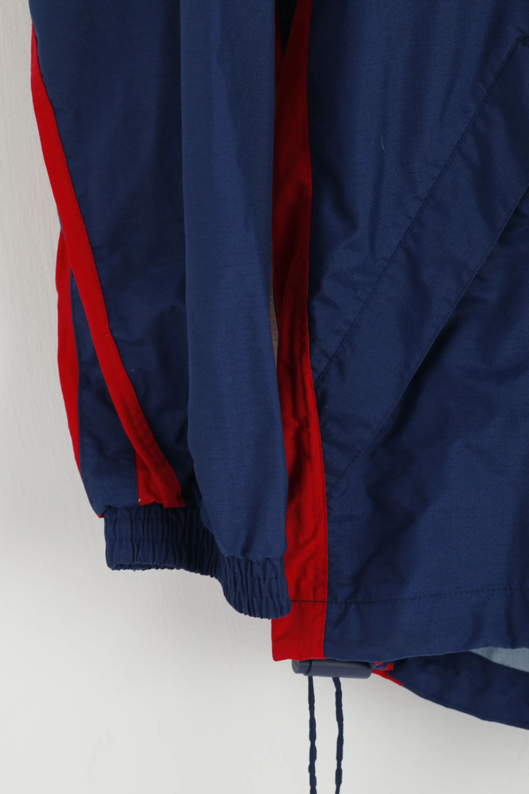 Adidas Men M Jacket Navy Red Nylon Waterproof Hidden Hood Full Zipper Top - Image 3
