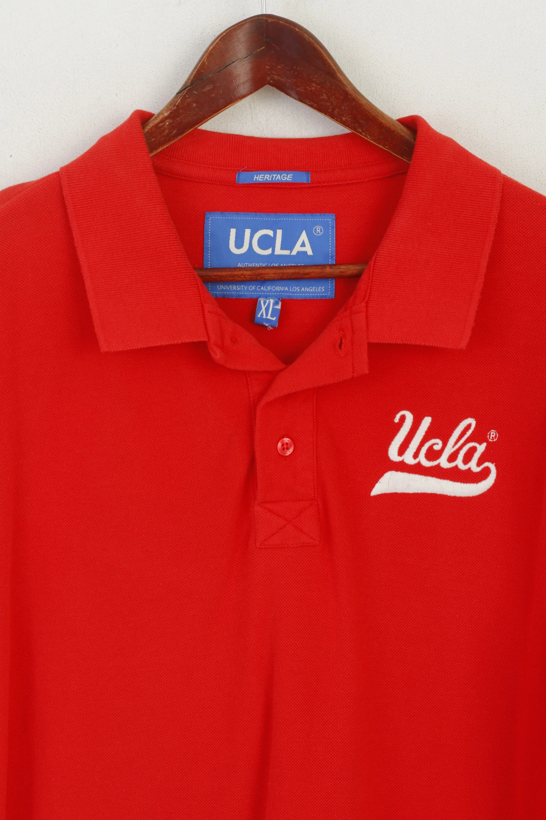 Ucla Men XL Polo Shirt Red Cotton Varsity Detailed Buttons Los Angeles Collegiate Top - Image 2
