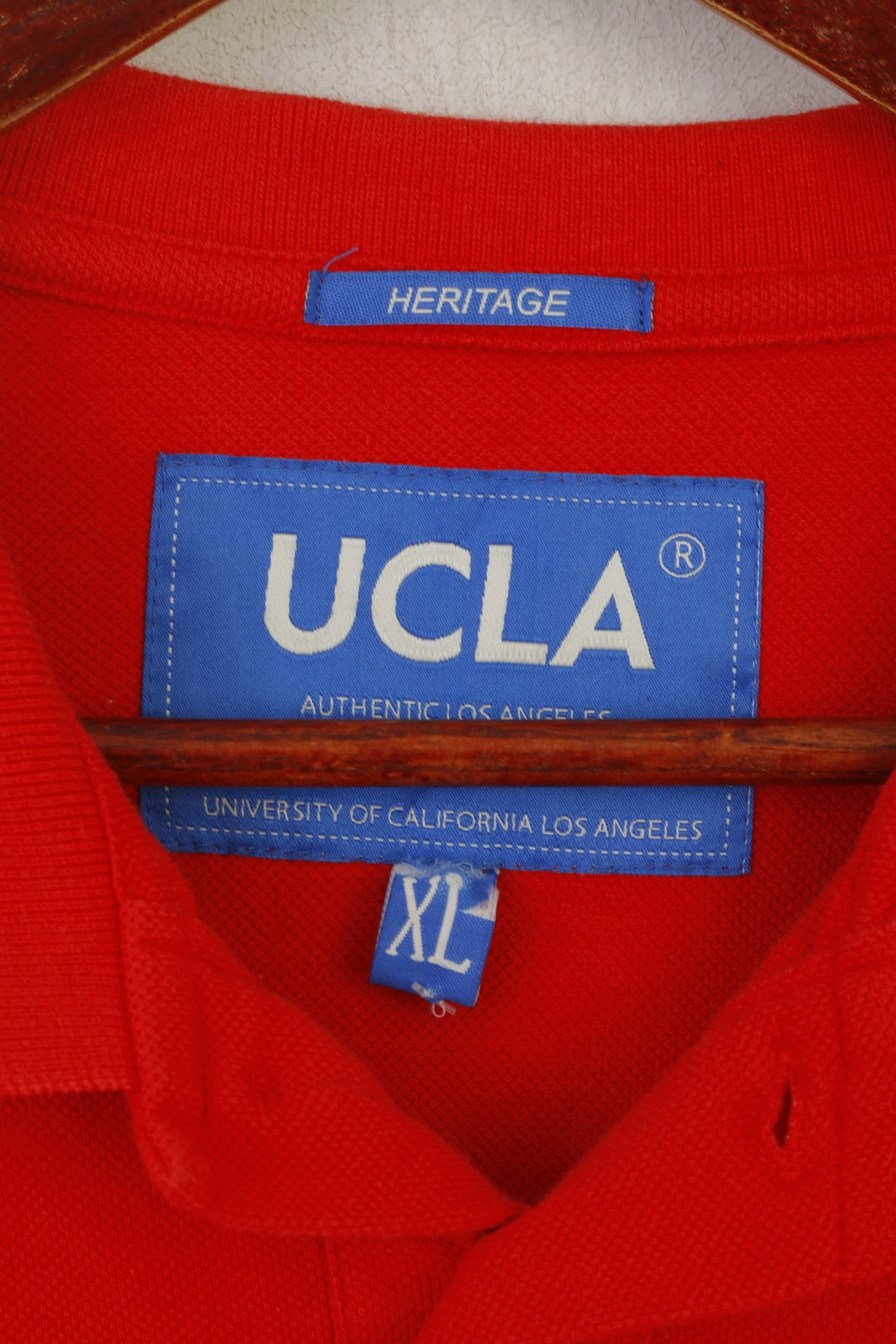 Ucla Men XL Polo Shirt Red Cotton Varsity Detailed Buttons Los Angeles Collegiate Top - Image 3