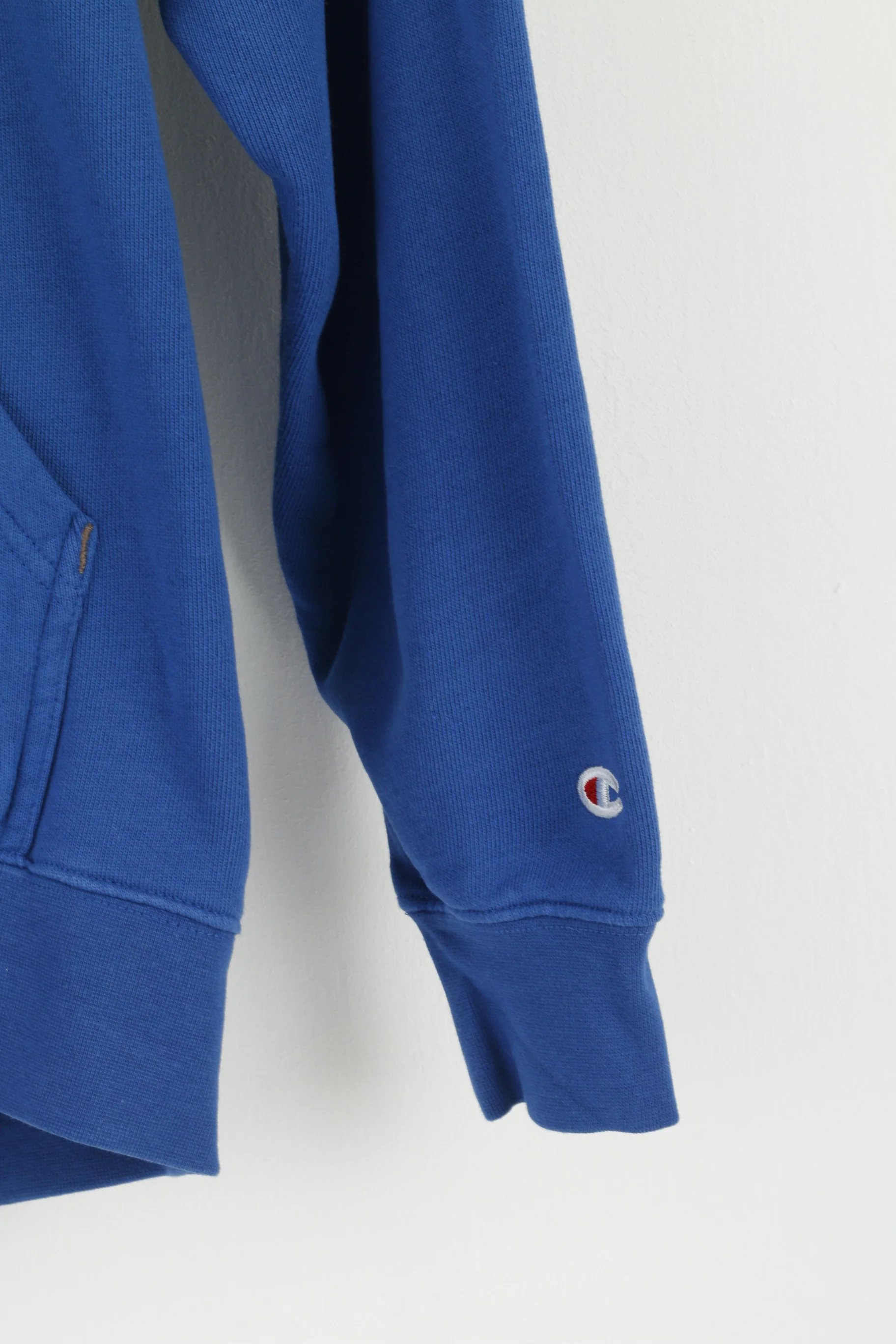 Champion Men M (S) Sweatshirt Blue Hoodie Graphic Cotton Kangaroo Pocket - Image 3