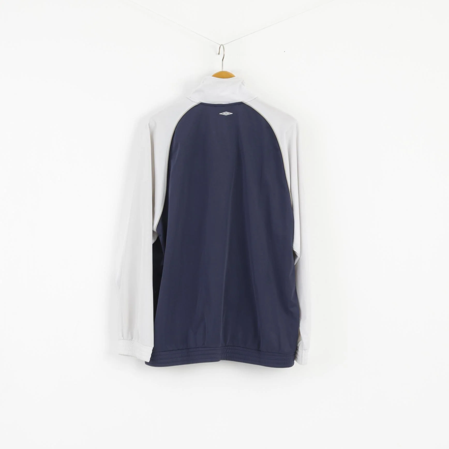 Umbro Men XL Sweatshirt Navy White Shiny Full Zipper Active Track Top - Image 6