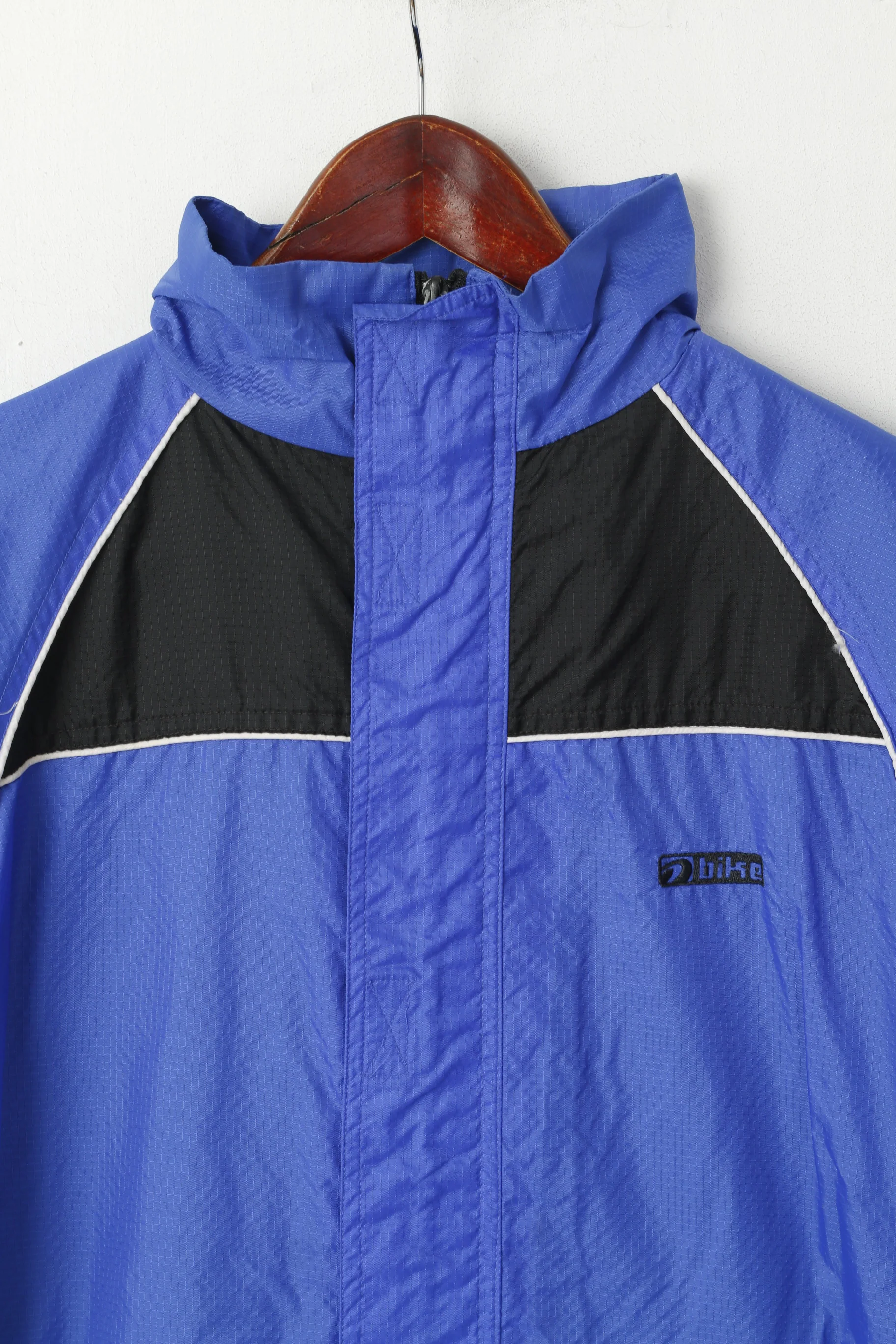 Giani Feroti Men M Cycling Jacket Blue Nylon Waterproof Lightweight Hooded Top - Image 2