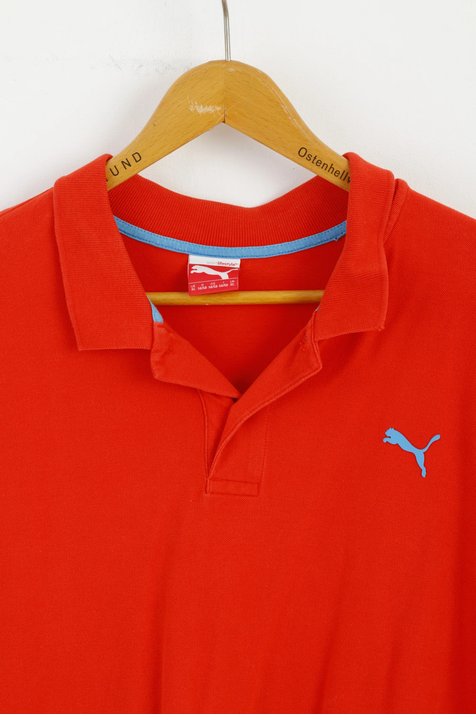 Puma Men XL Polo Shirt Orange Short Sleeve Cotton Stretch Sport Top - Image 2