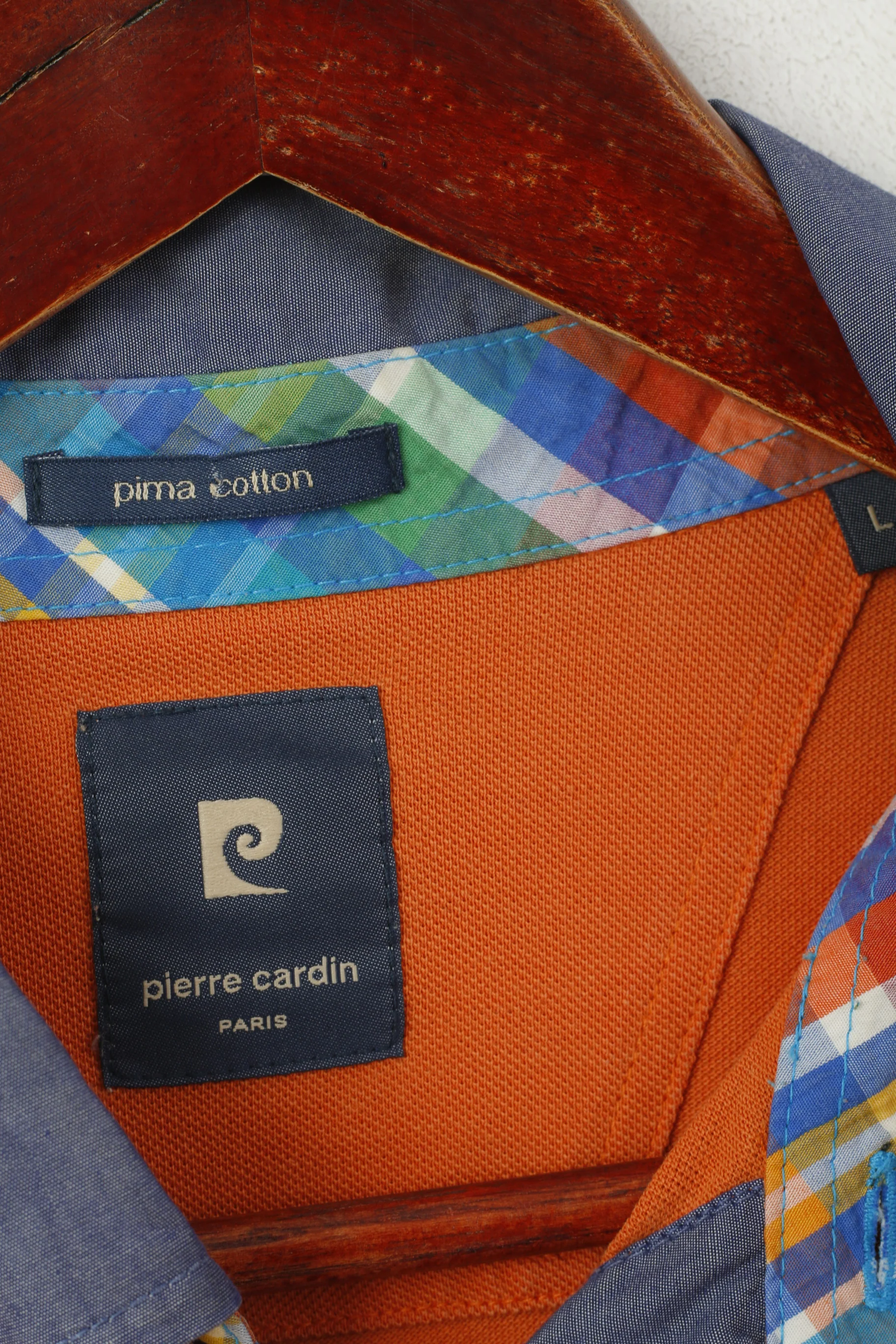 Pierre Cardin Paris Men L (M) Polo Shirt Orange Cotton Vintage Detailed Buttons Top - Image 3