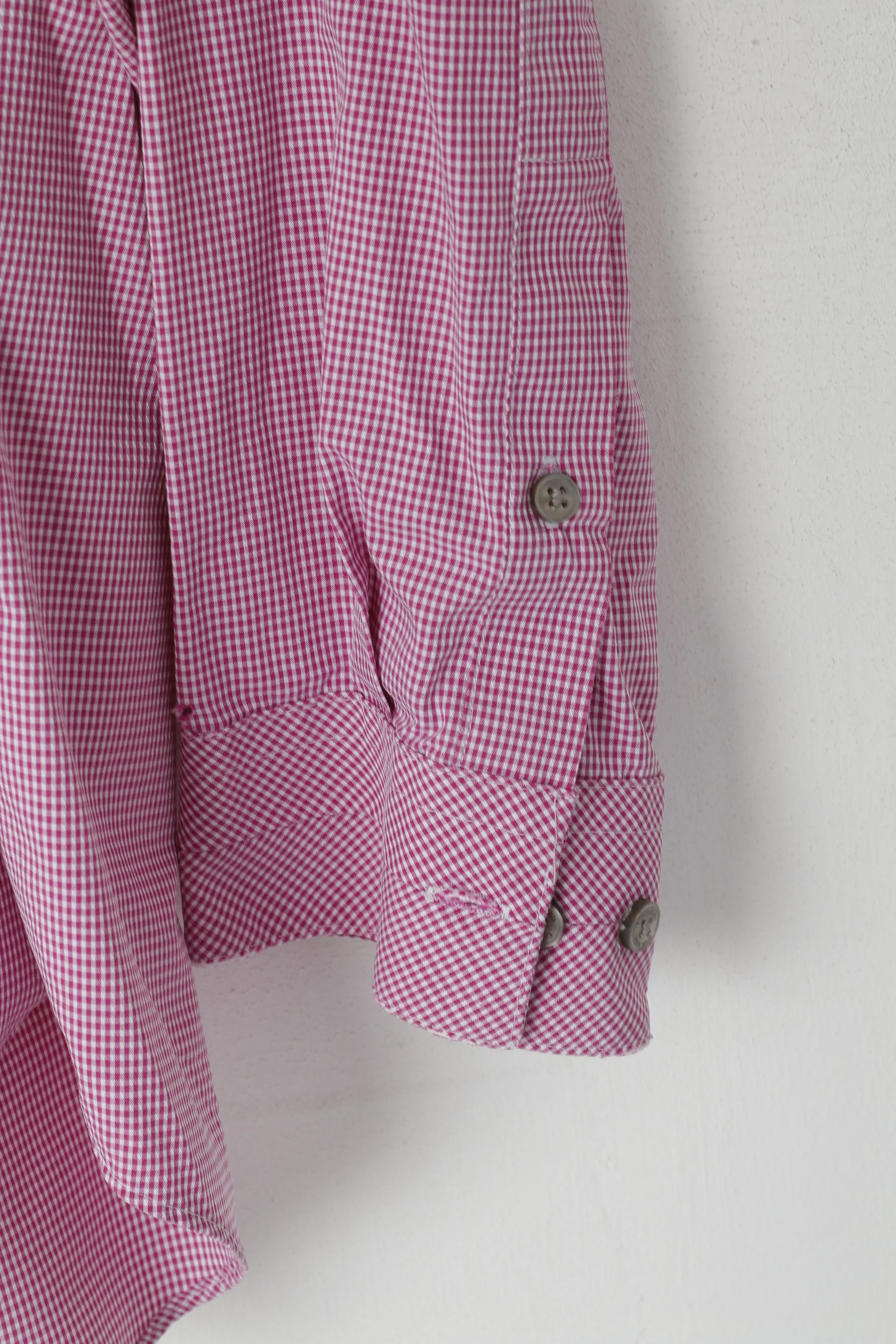 Calvin Klein Men 17.5 34/35 XXL Casual Shirt Pink Check Non Iron Cotton Long Sleeve Top - Image 3