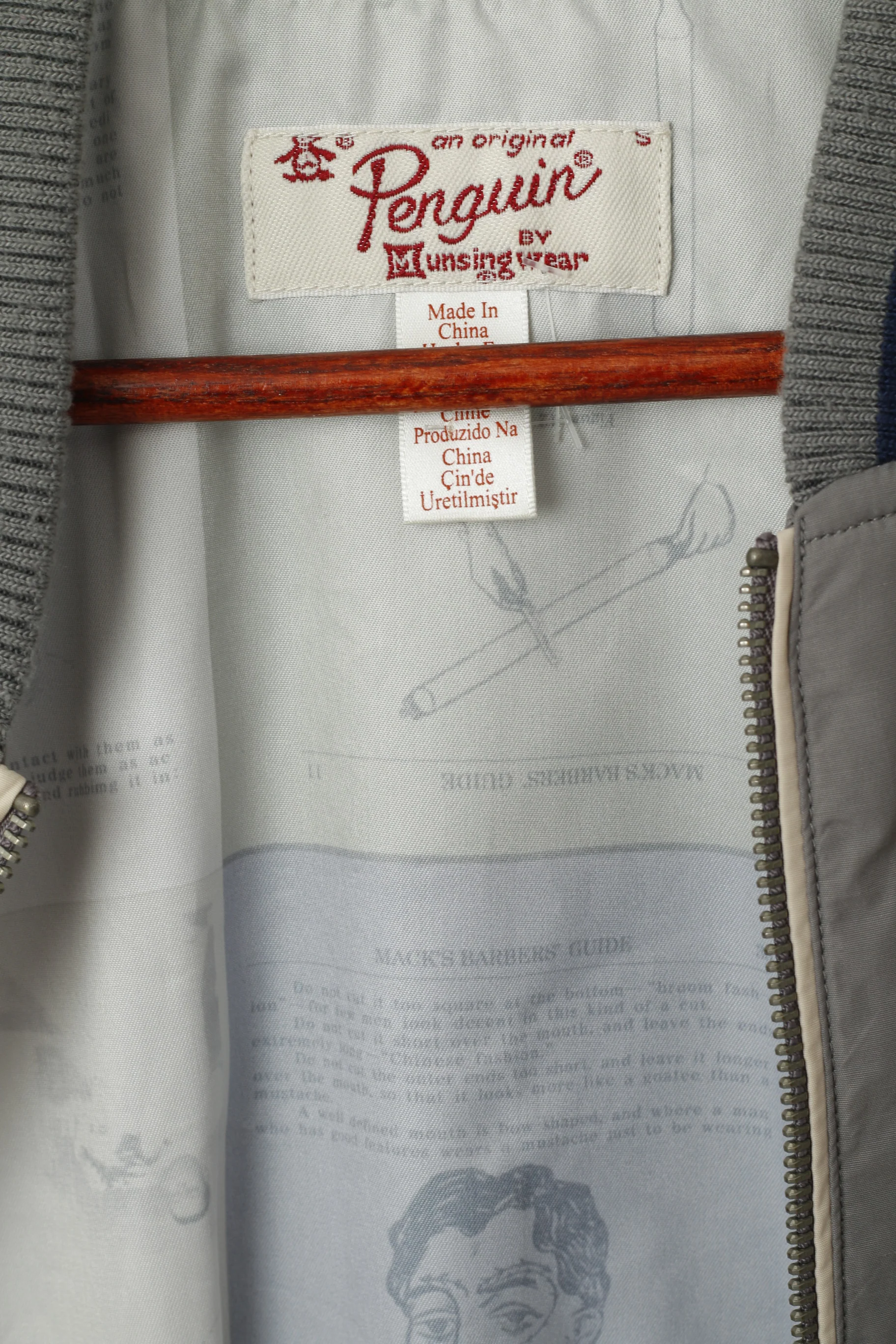 Original Penguin Men S (XS) Jacket Grey Baseball Sportswear Full Zipper Light Top - Image 4